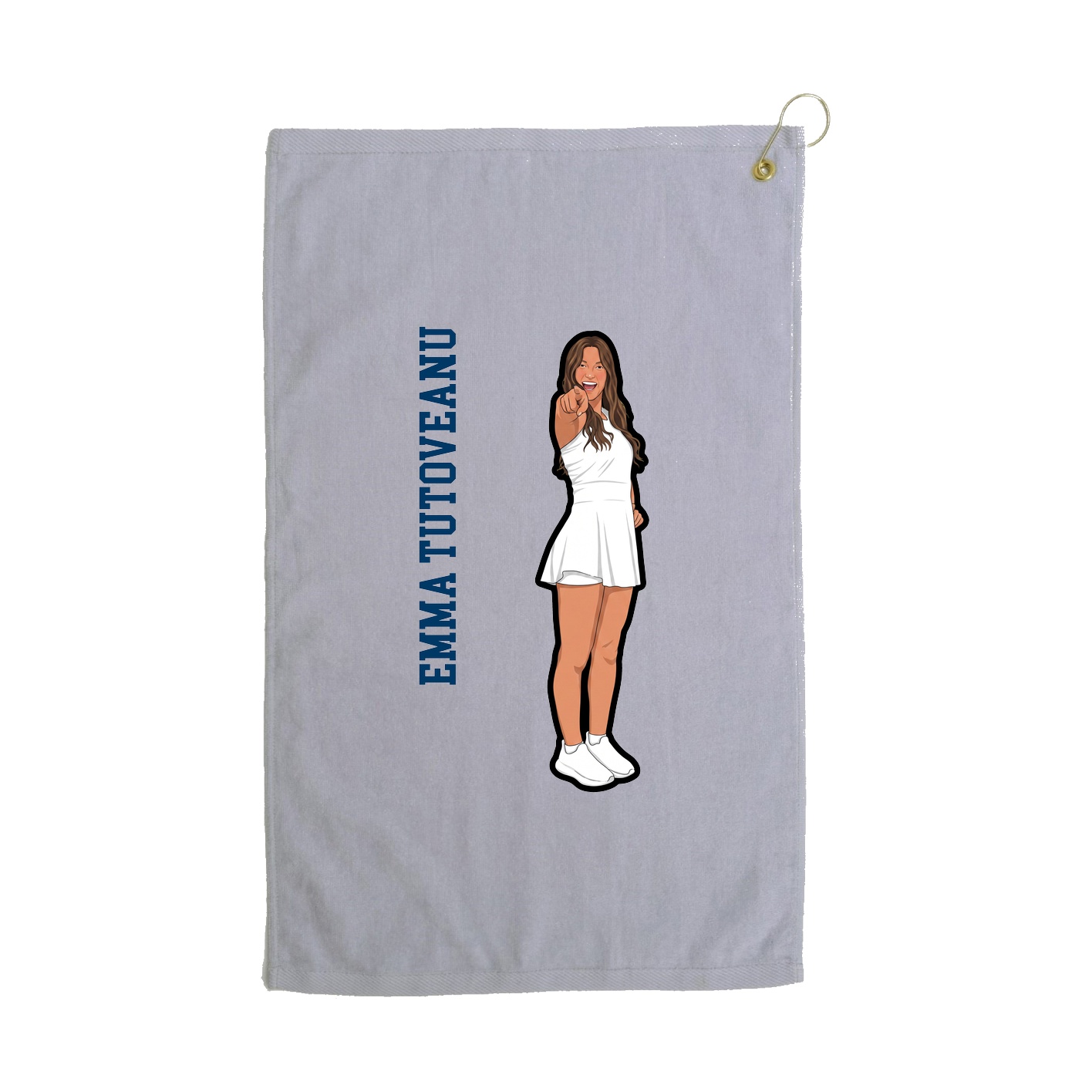 Golf Towel — Name Vertical in Grey