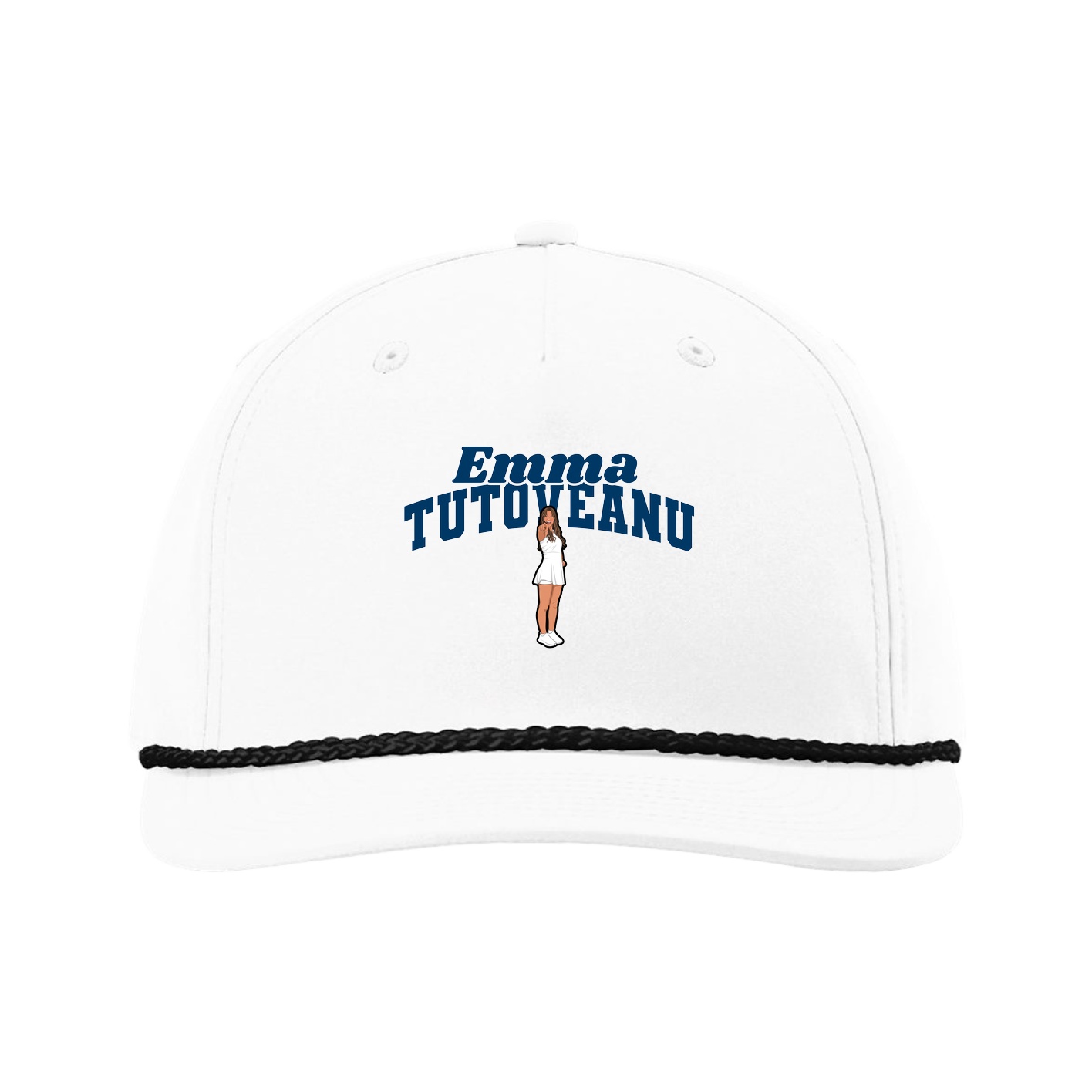 Five-Panel Classic Rope Cap — Signature Arch in White