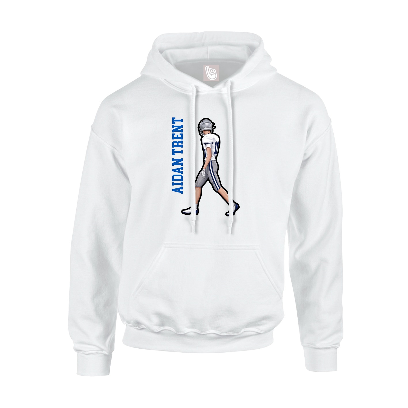 Youth Hoodie — Name Vertical in White