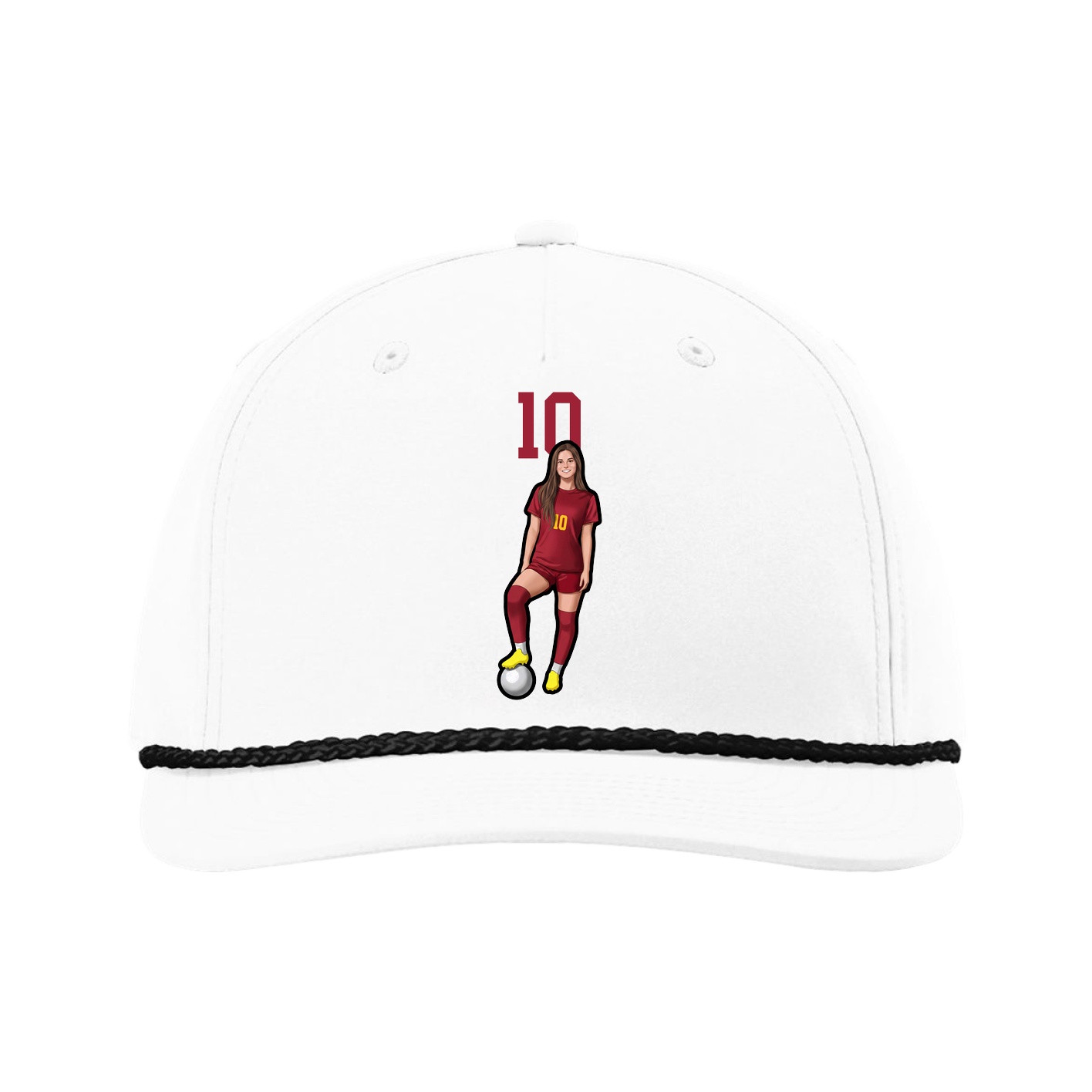 Five-Panel Classic Rope Cap — Number Top in White