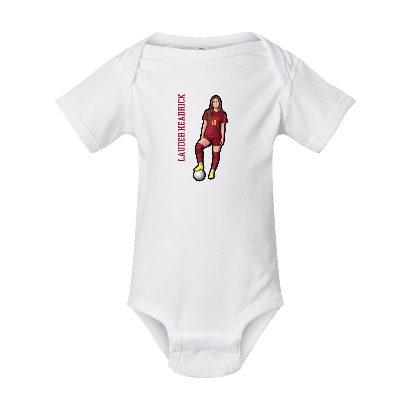 Baby Onesie — Name Vertical in White