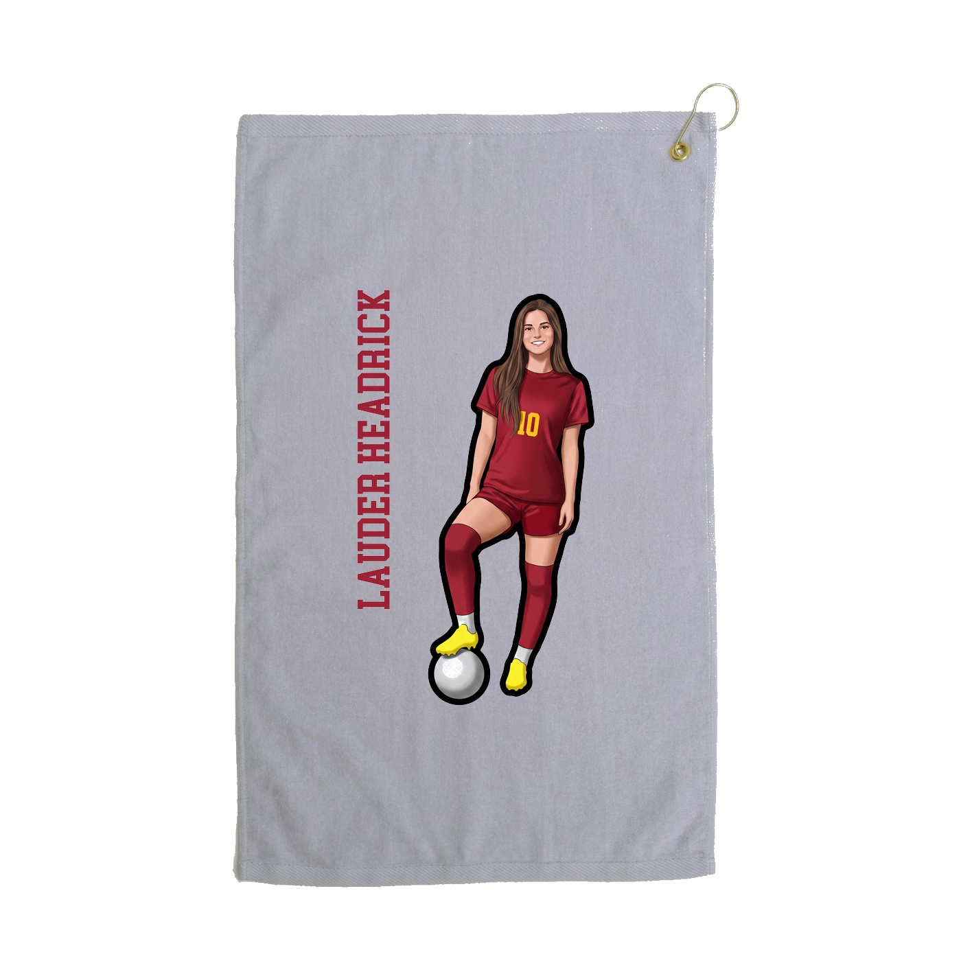 Golf Towel — Name Vertical in Grey