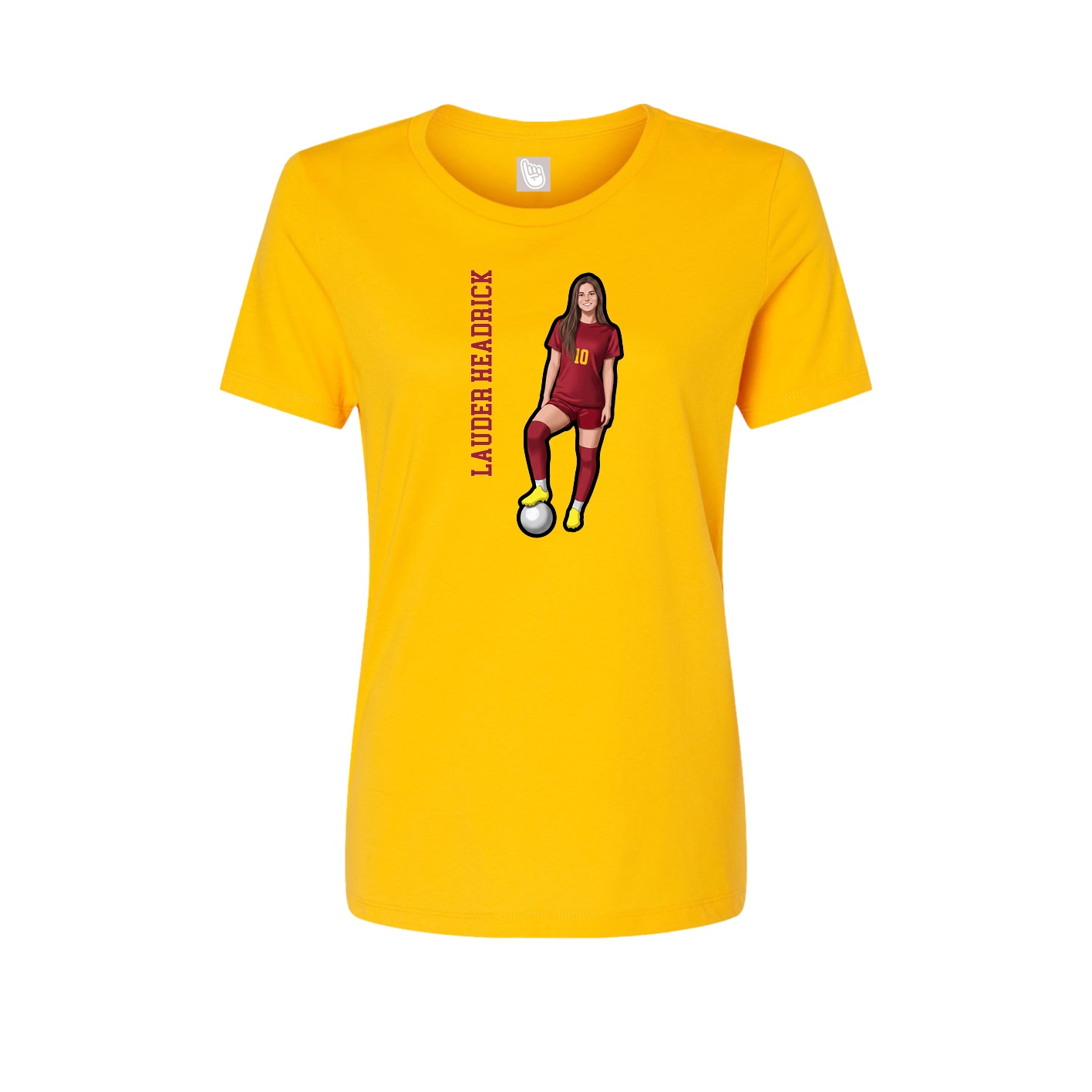 Fitted Women's Tee — Name Vertical in Gold