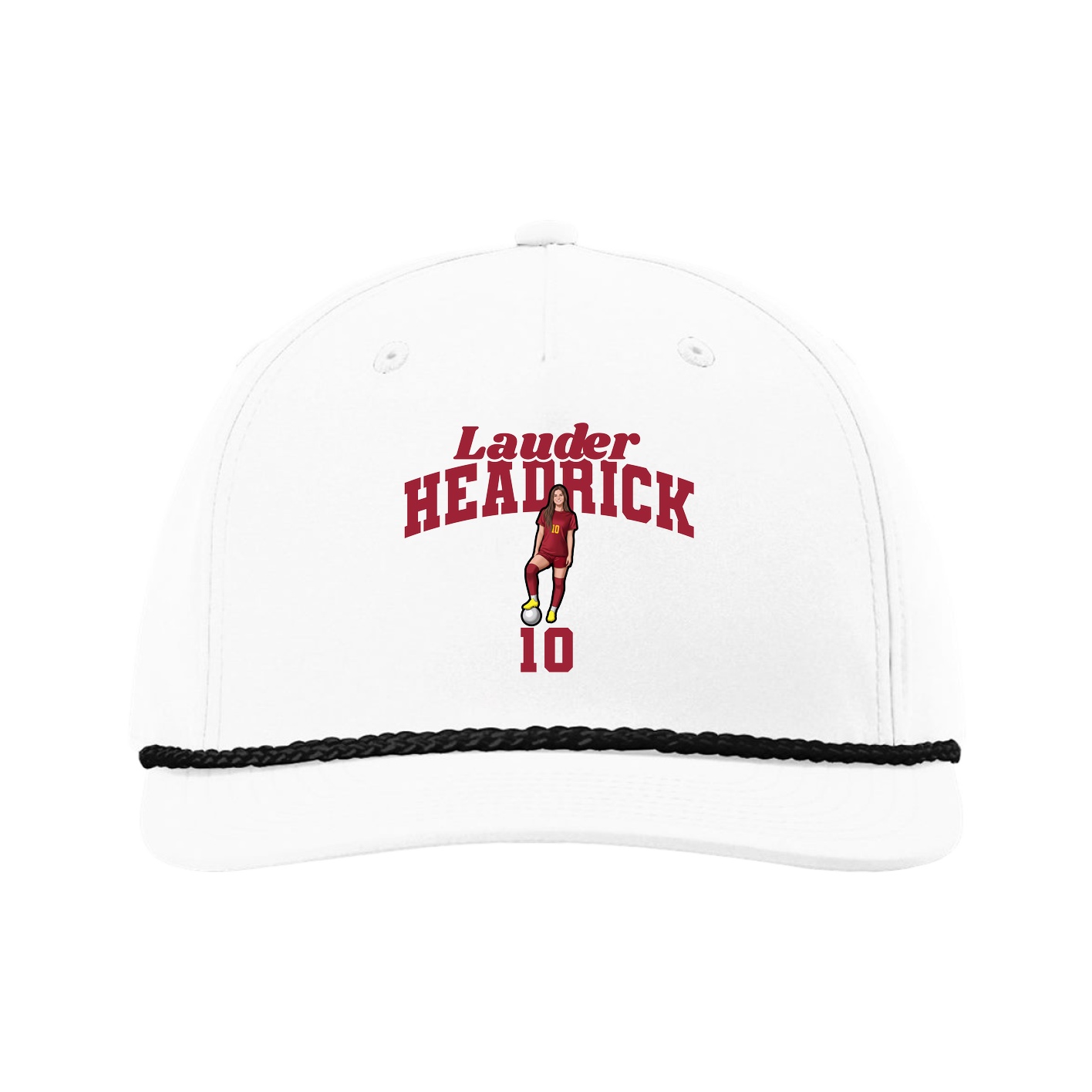 Five-Panel Classic Rope Cap — Signature Arch in White