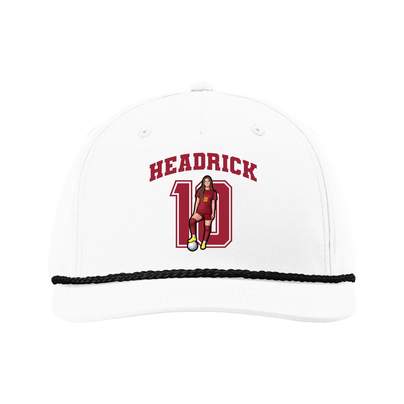 Five-Panel Classic Rope Cap — Number in White