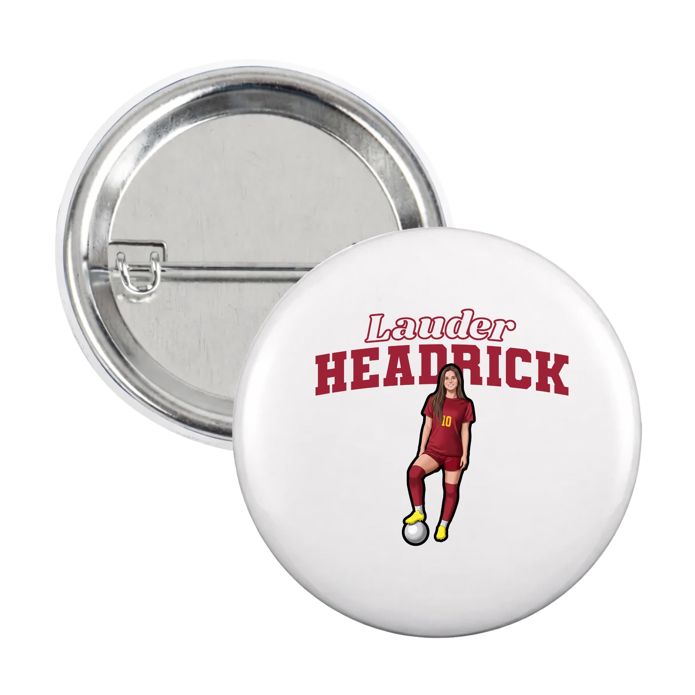 Game Day Button — Name Arch in White