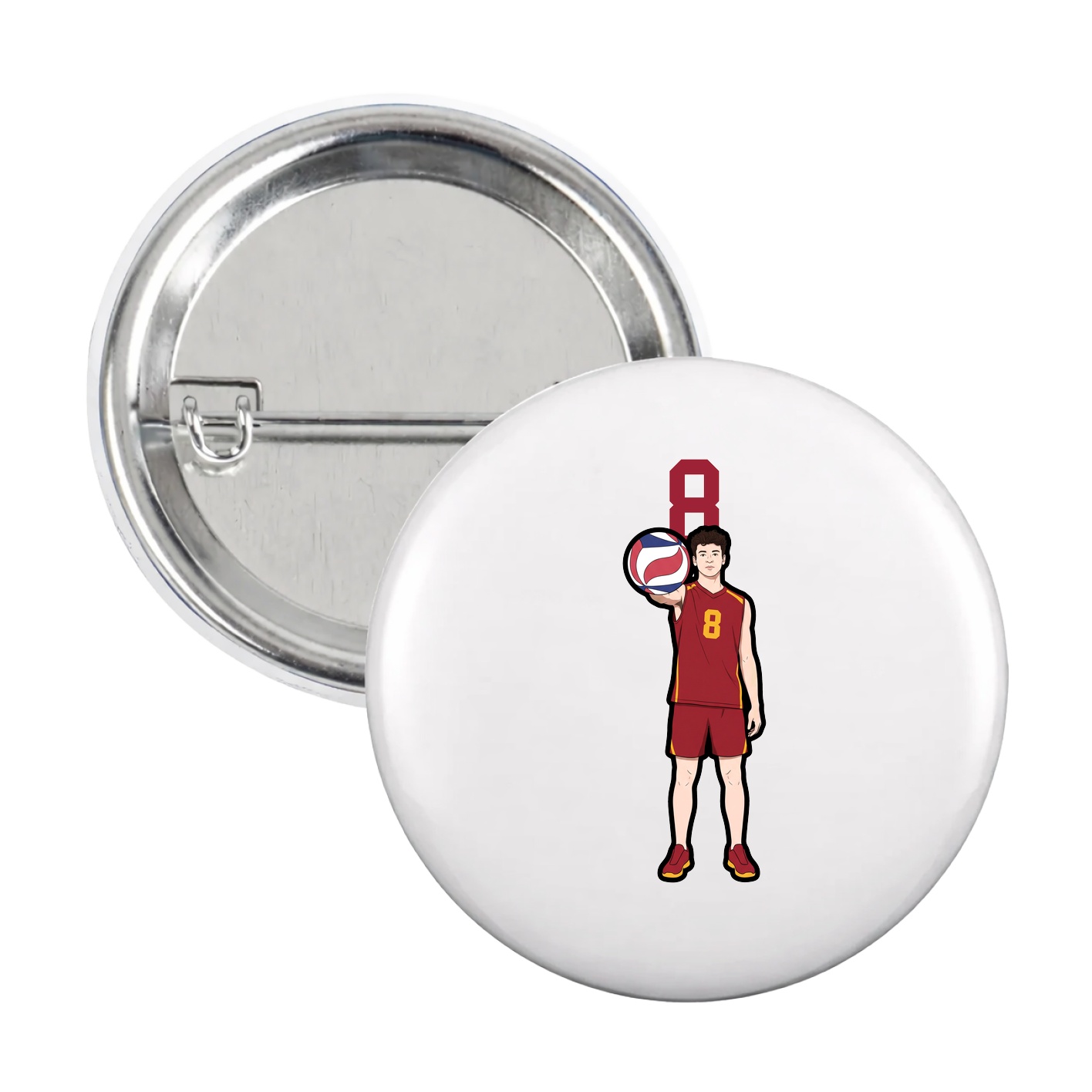Game Day Button — Number Top in White