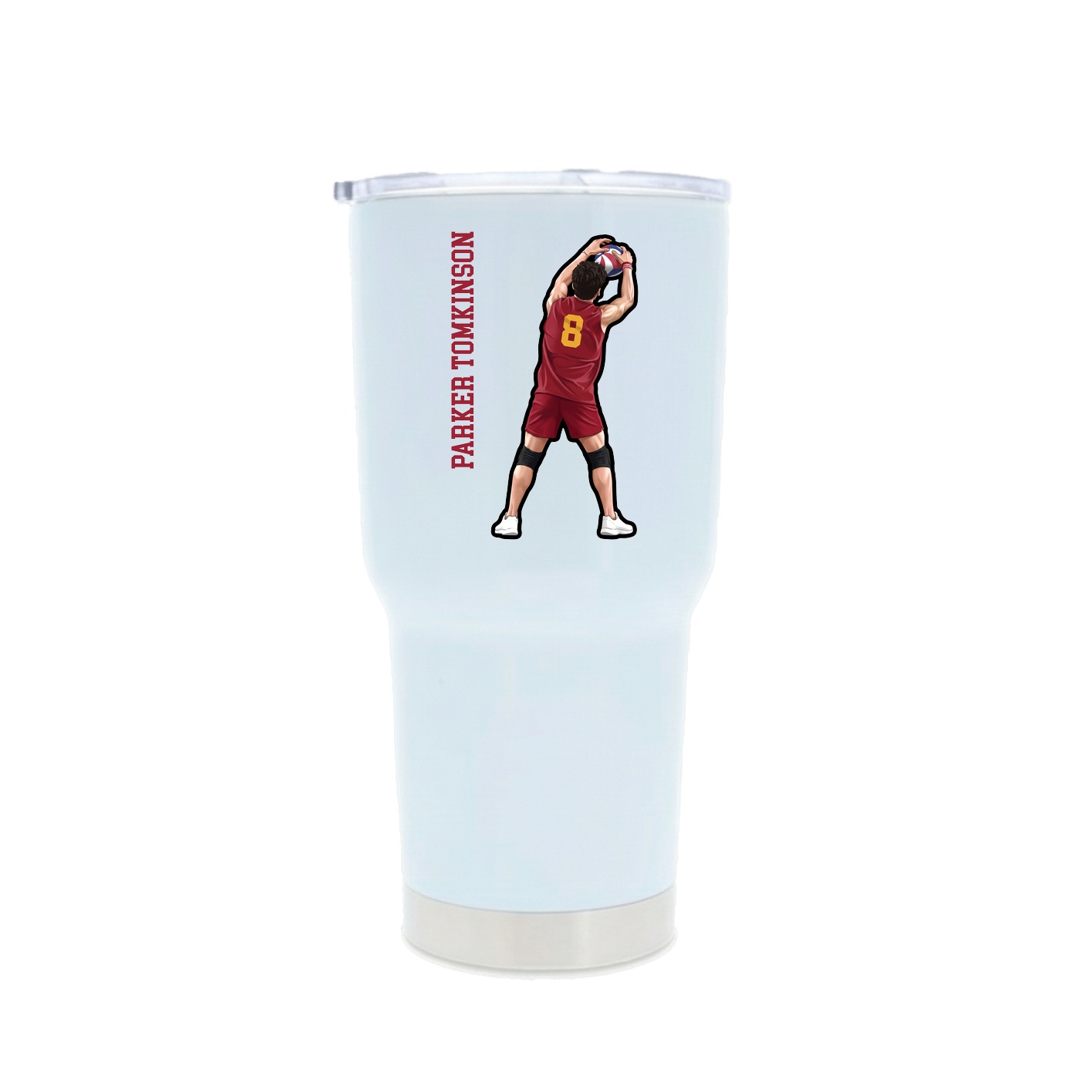 30oz Stainless Steel Tumbler — Name Vertical in White
