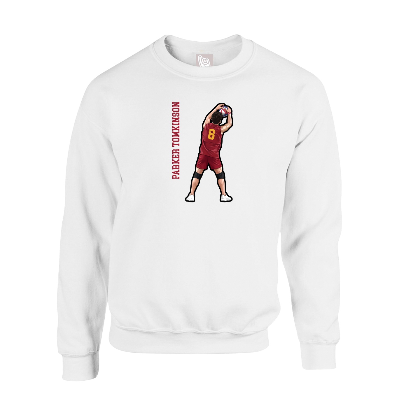 Fleece Crew — Name Vertical in White