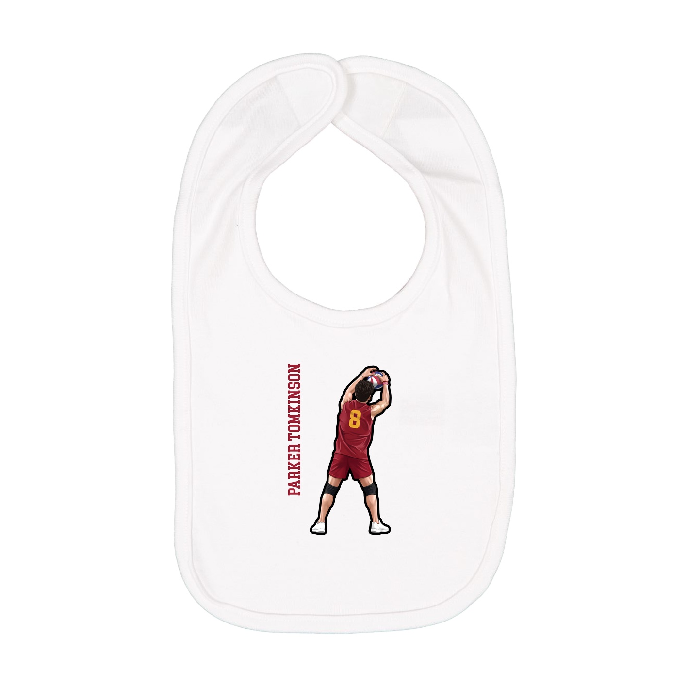 Infant Bib — Name Vertical in White