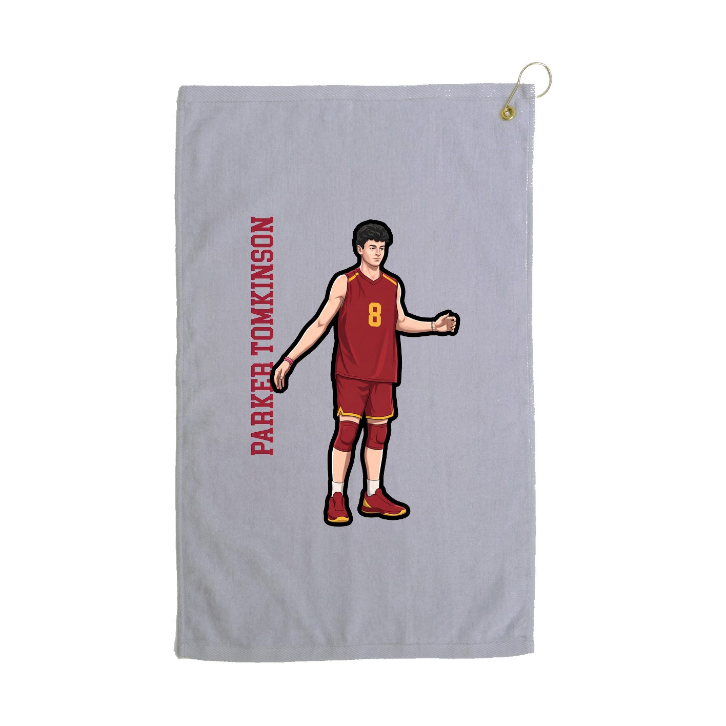 Golf Towel — Name Vertical in Grey
