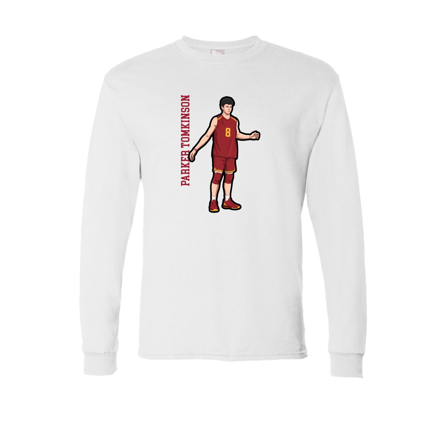 Long Sleeve Tee — Name Vertical in White