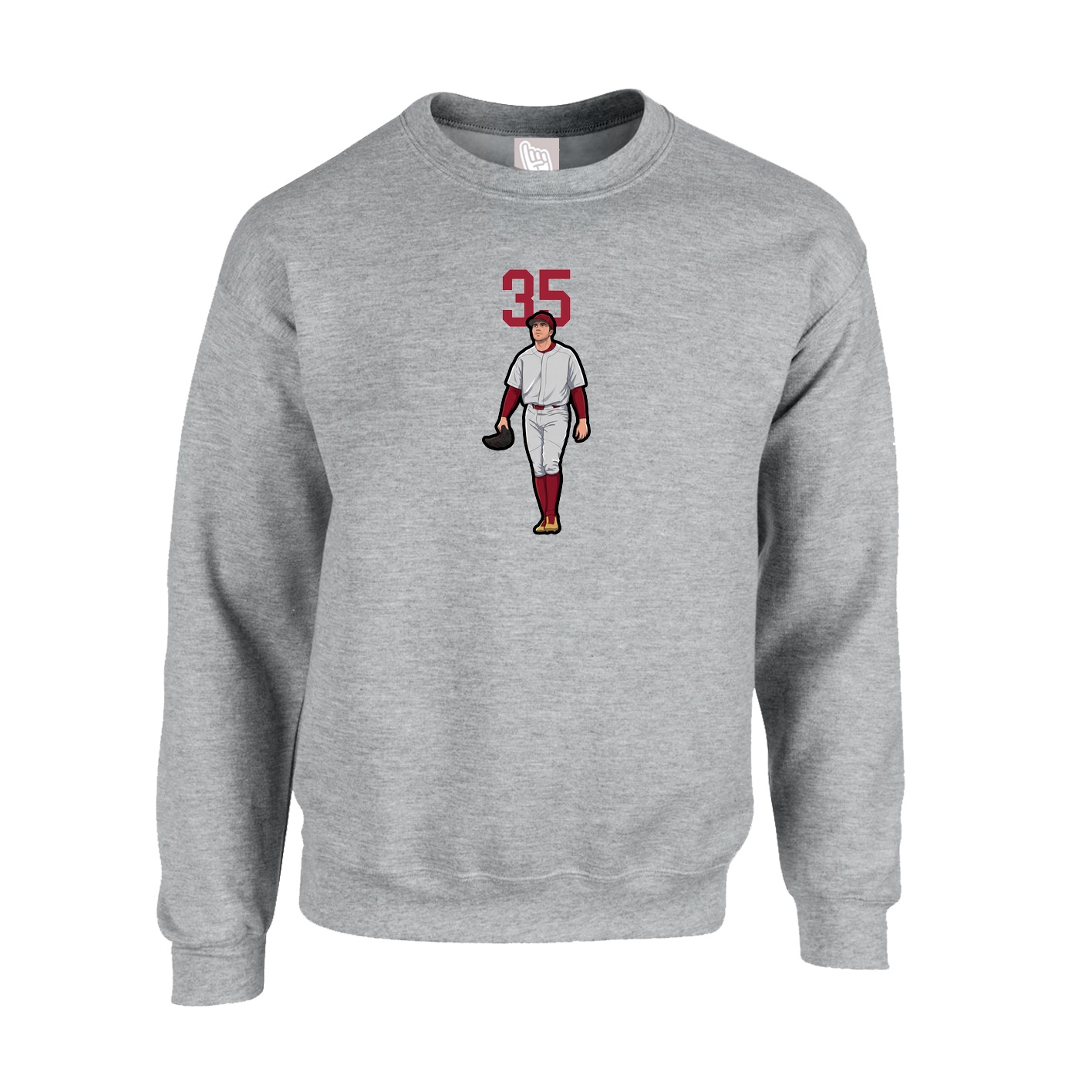 Fleece Crew — Number Top in Grey