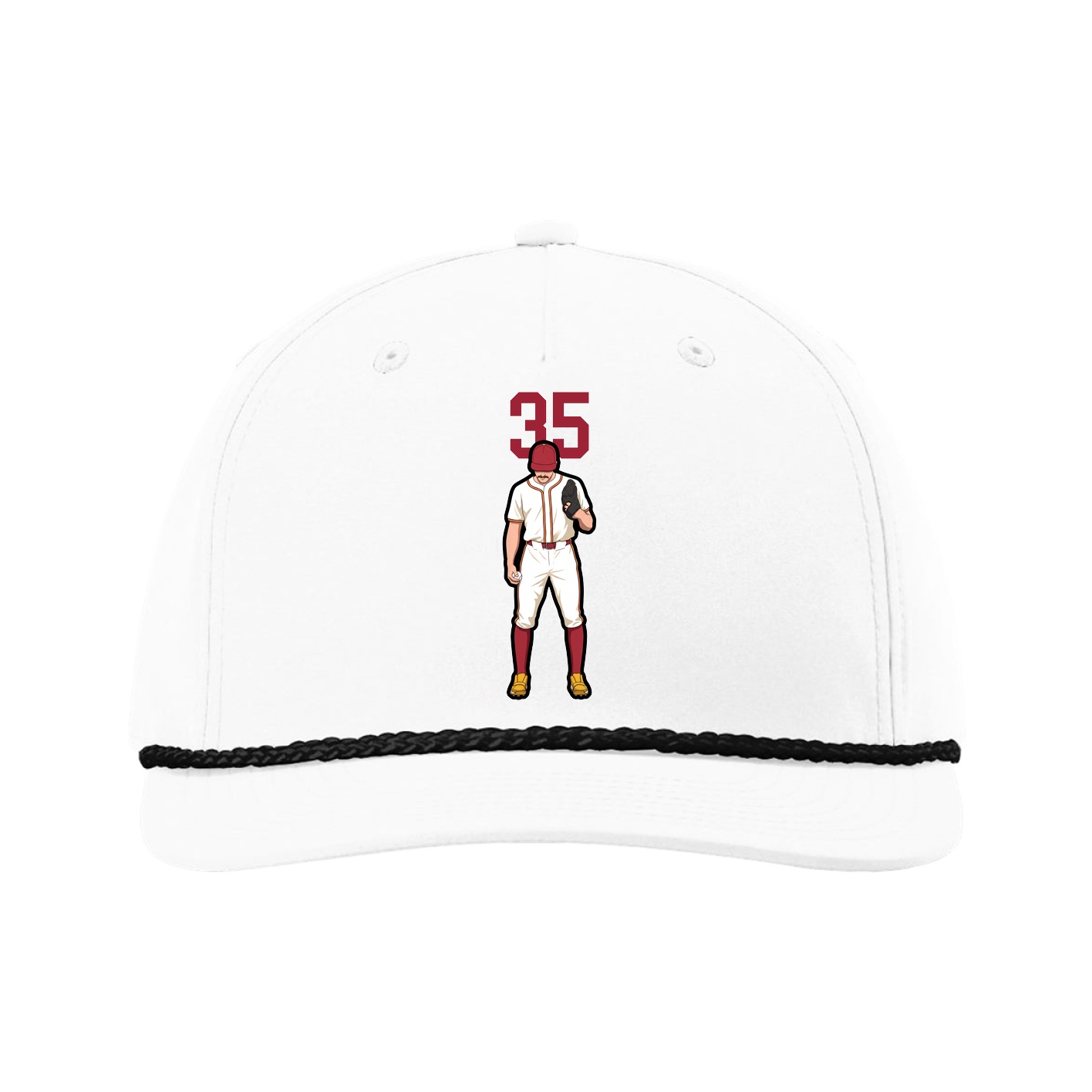 Five-Panel Classic Rope Cap — Number Top in White