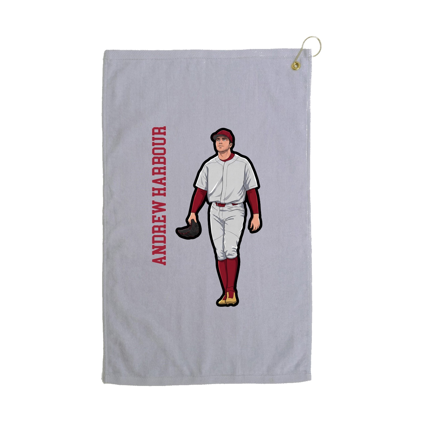 Golf Towel — Name Vertical in Grey