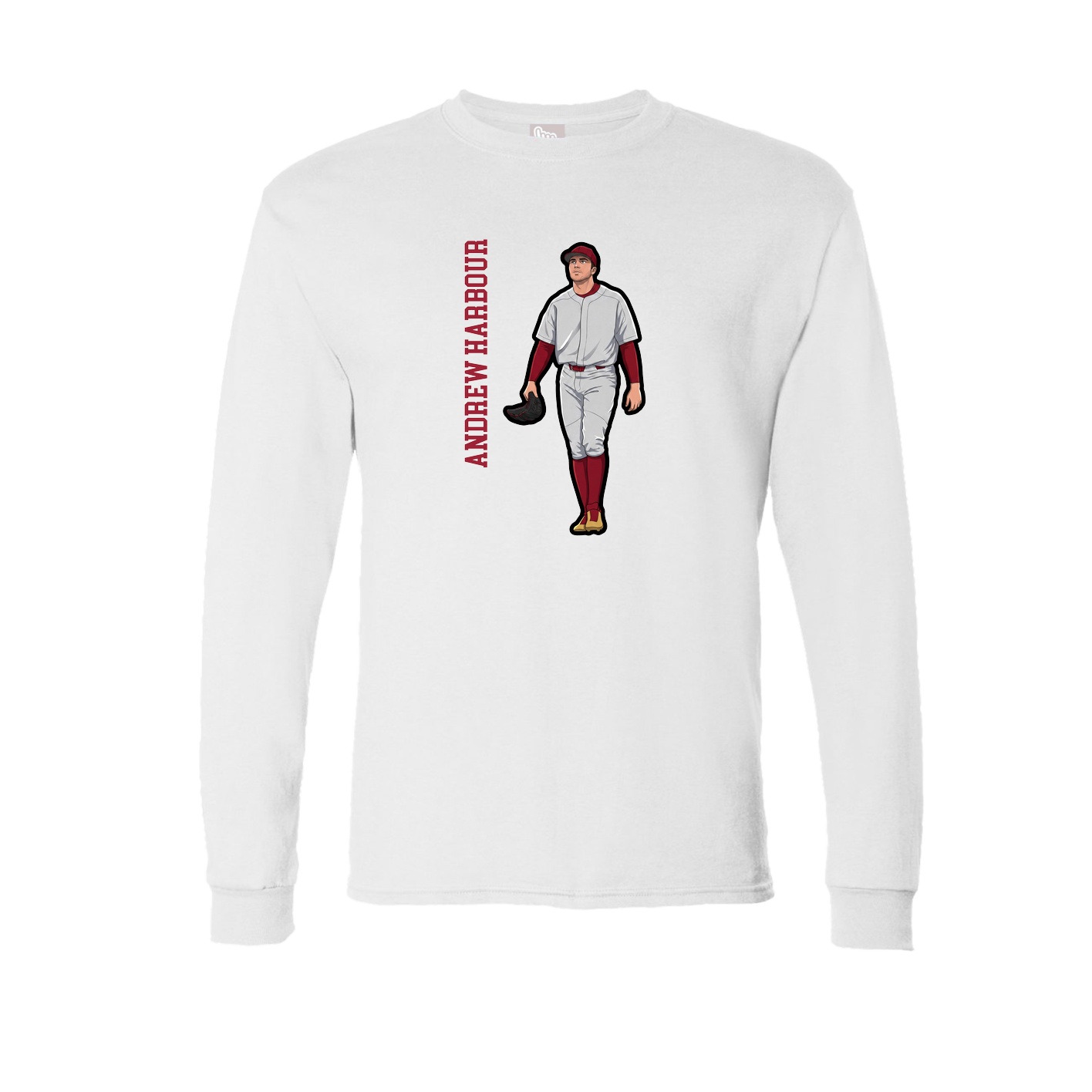 Long Sleeve Tee — Name Vertical in White