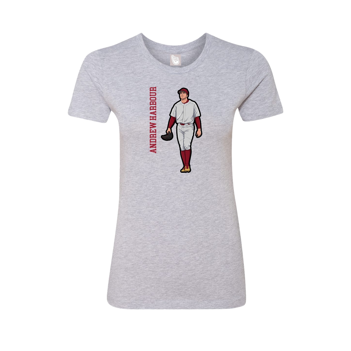 Fitted Women's Tee — Name Vertical in Grey