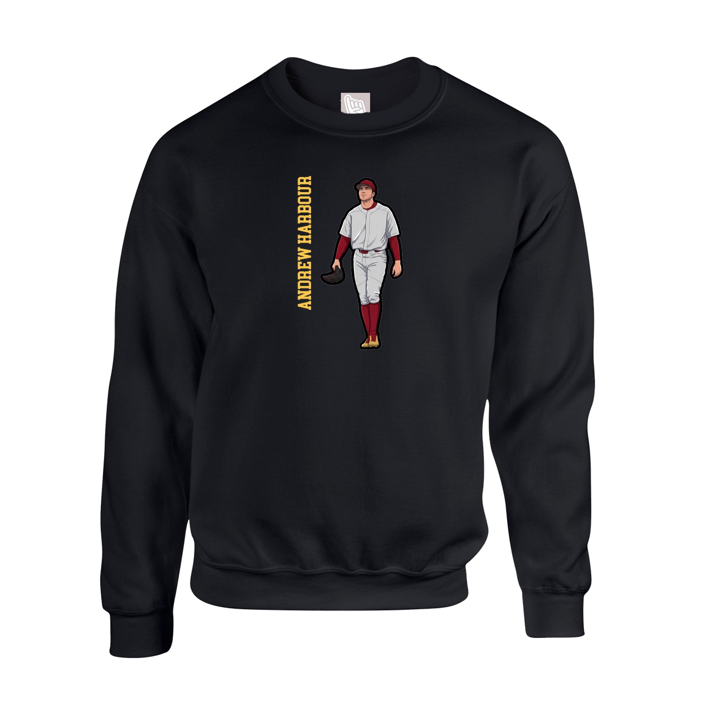 Fleece Crew — Name Vertical in Black