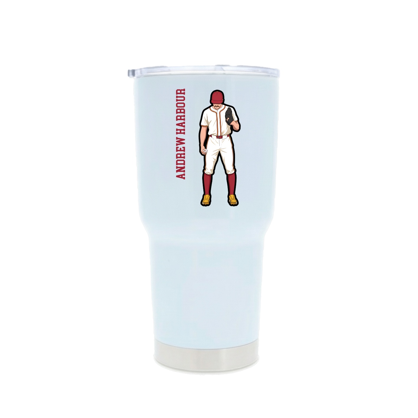 30oz Stainless Steel Tumbler — Name Vertical in White