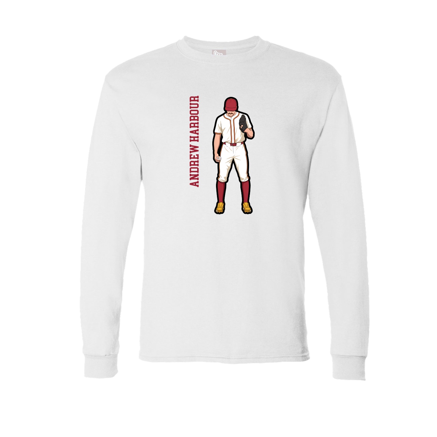 Long Sleeve Tee — Name Vertical in White