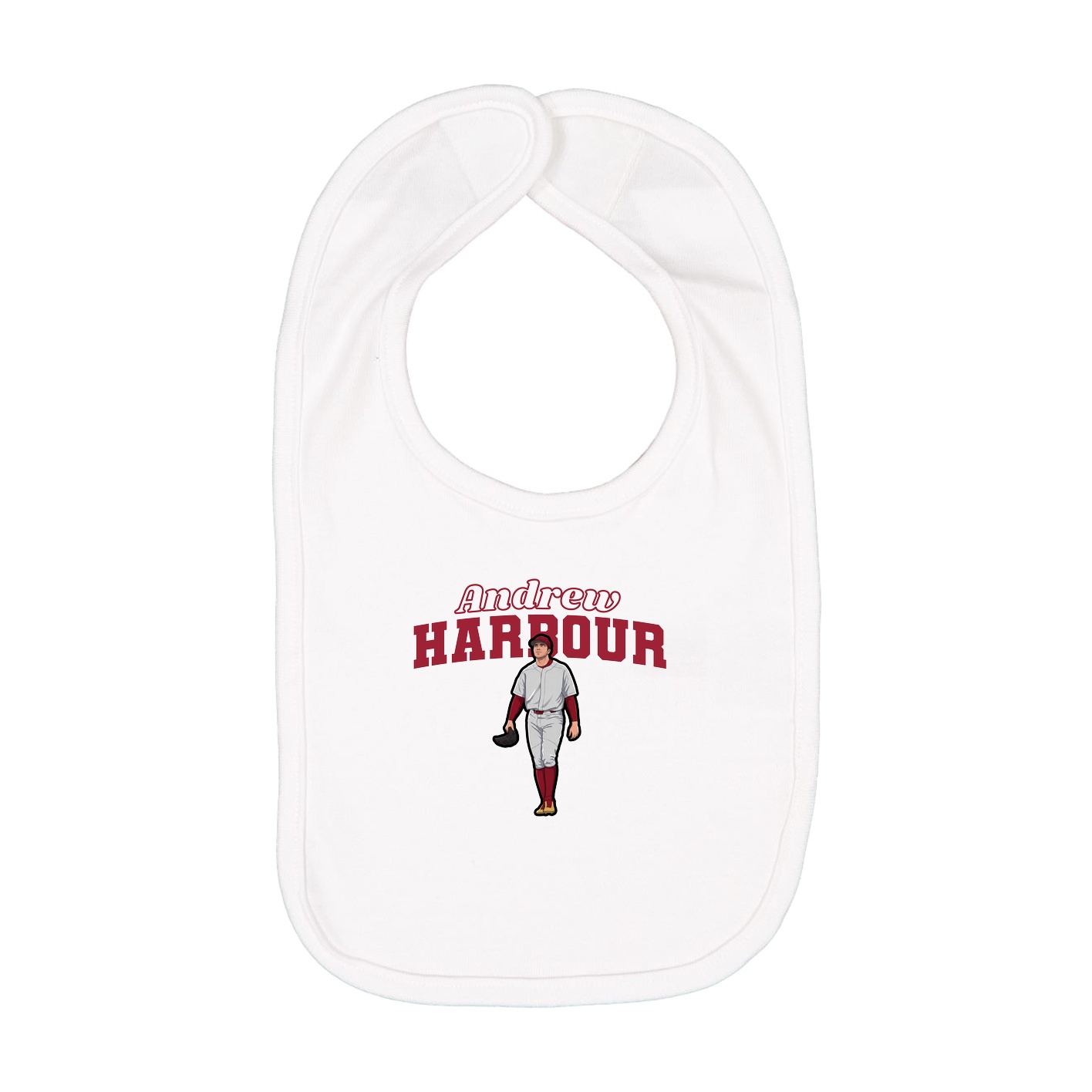 Infant Bib — Name Arch in White