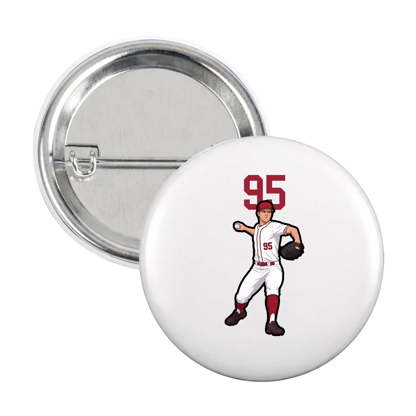 Game Day Button — Number Top in White