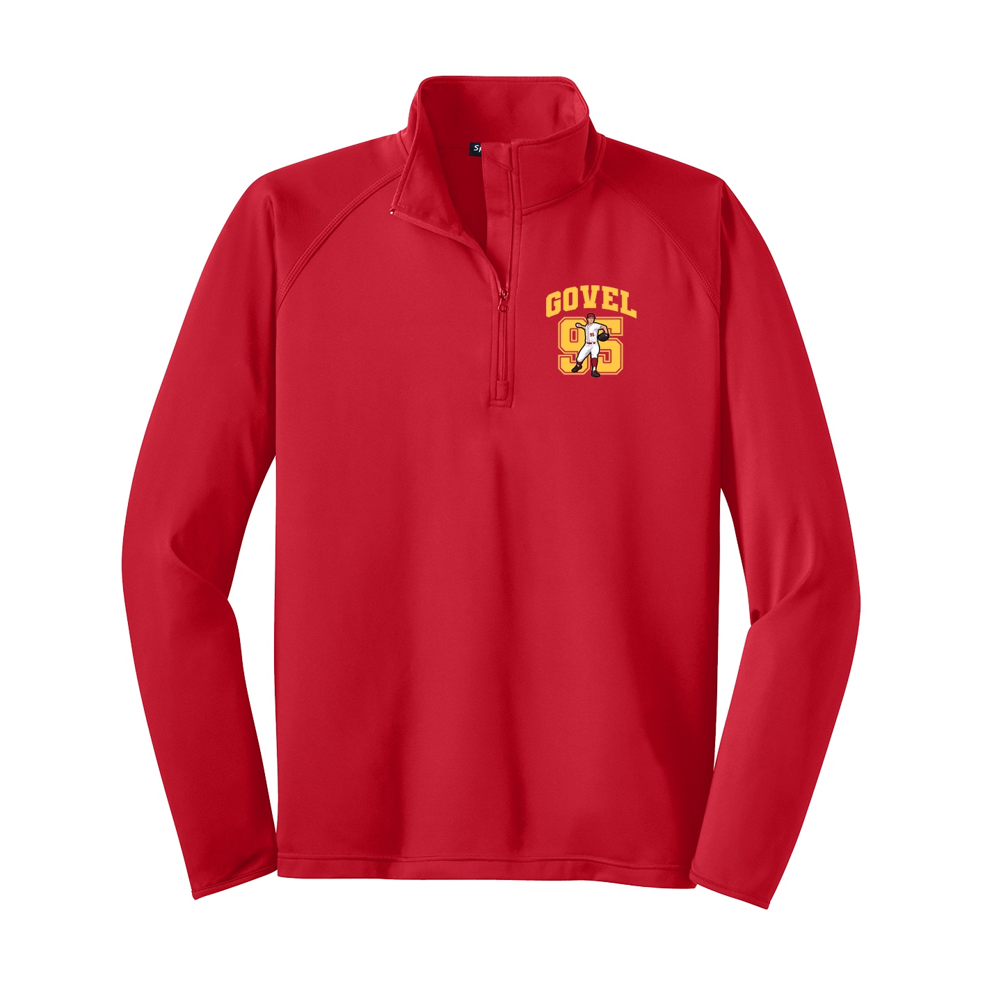 Q-Zip Pullover — Number in Red