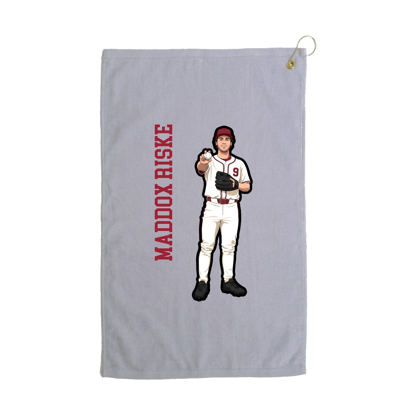 Golf Towel — Name Vertical in Grey