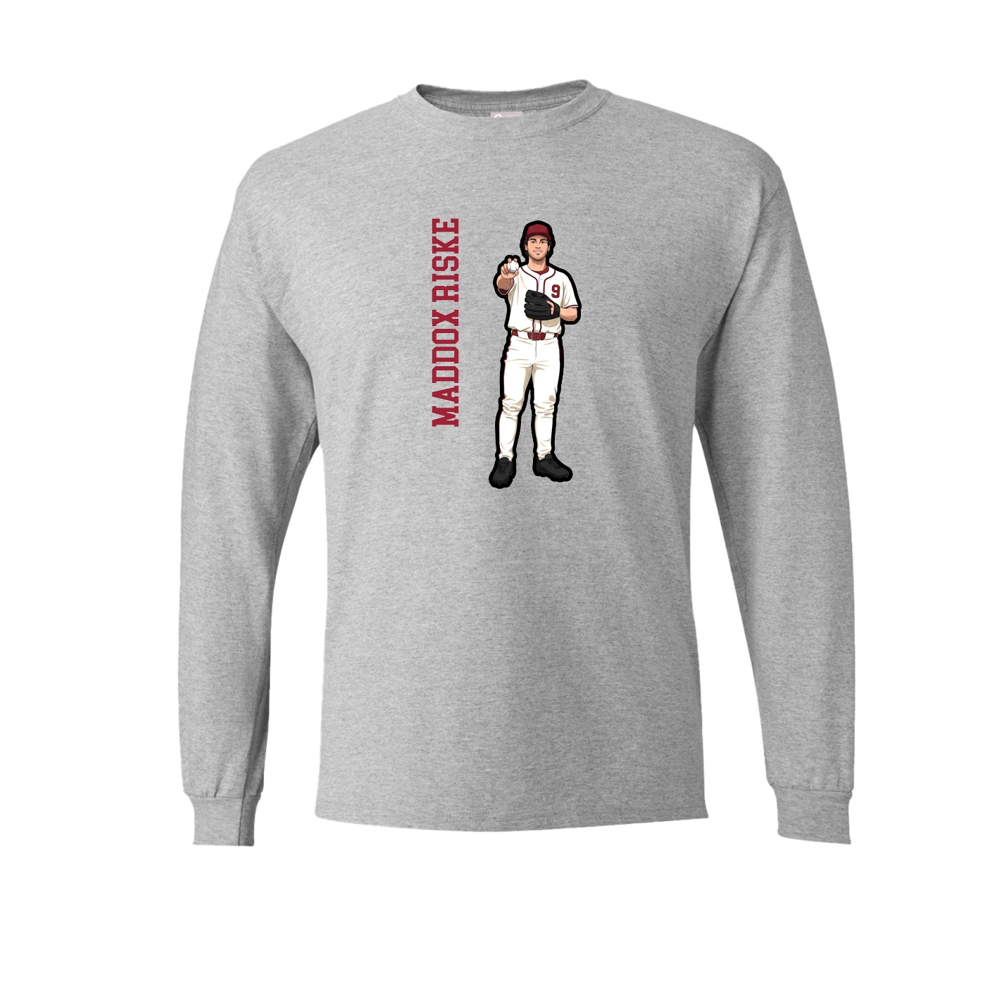 Long Sleeve Tee — Name Vertical in Grey