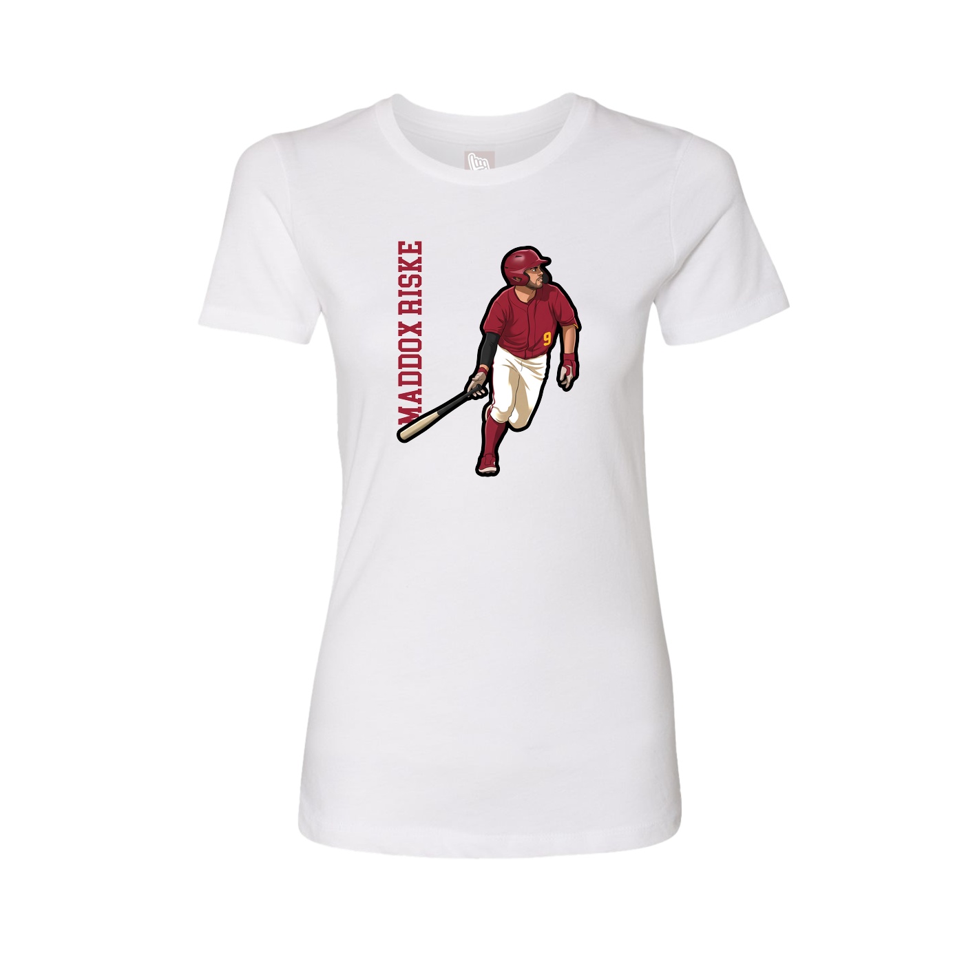 Womens Tee — Name Vertical in White