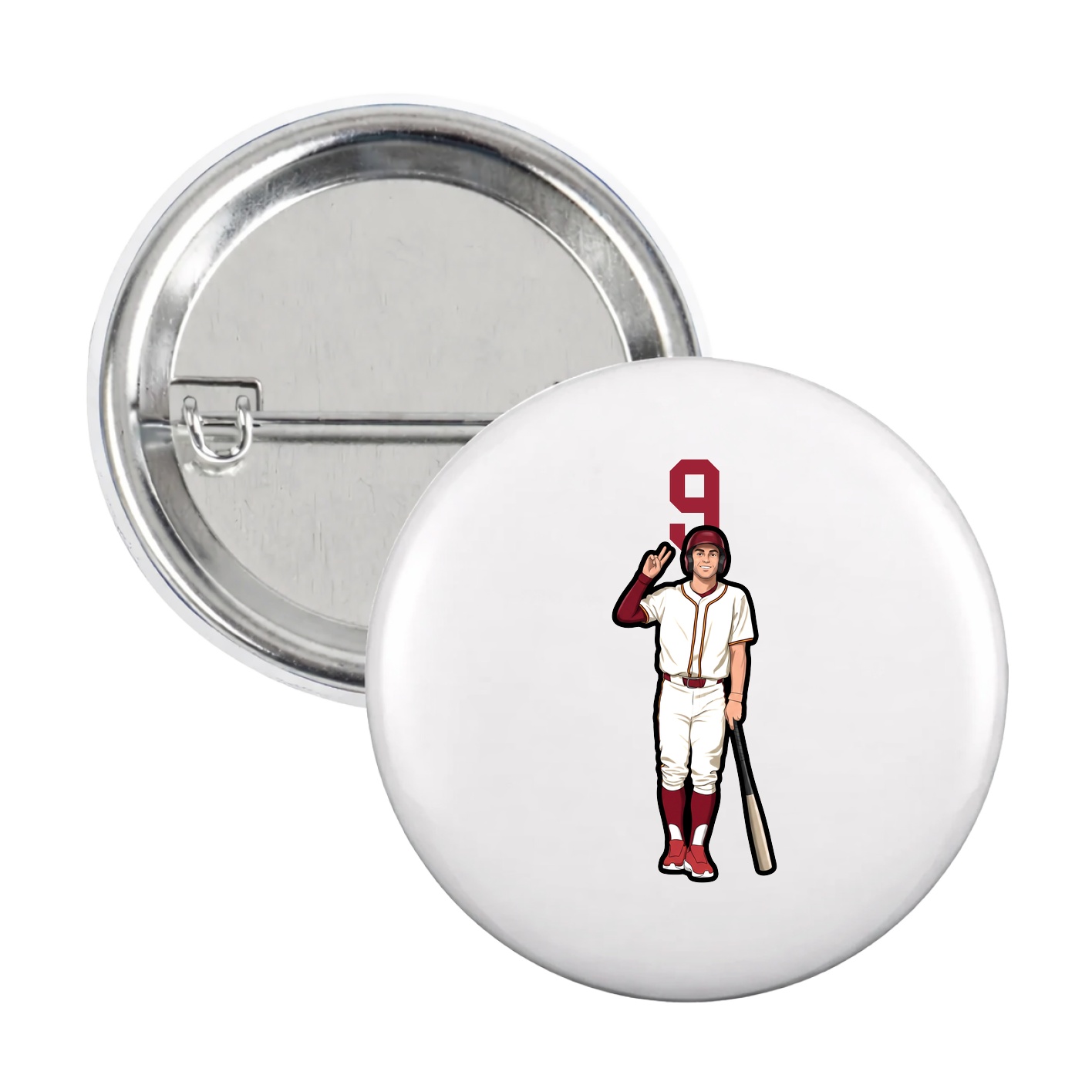 Game Day Button — Number Top in White