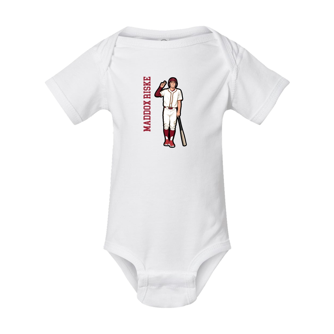 Baby Onesie — Name Vertical in White