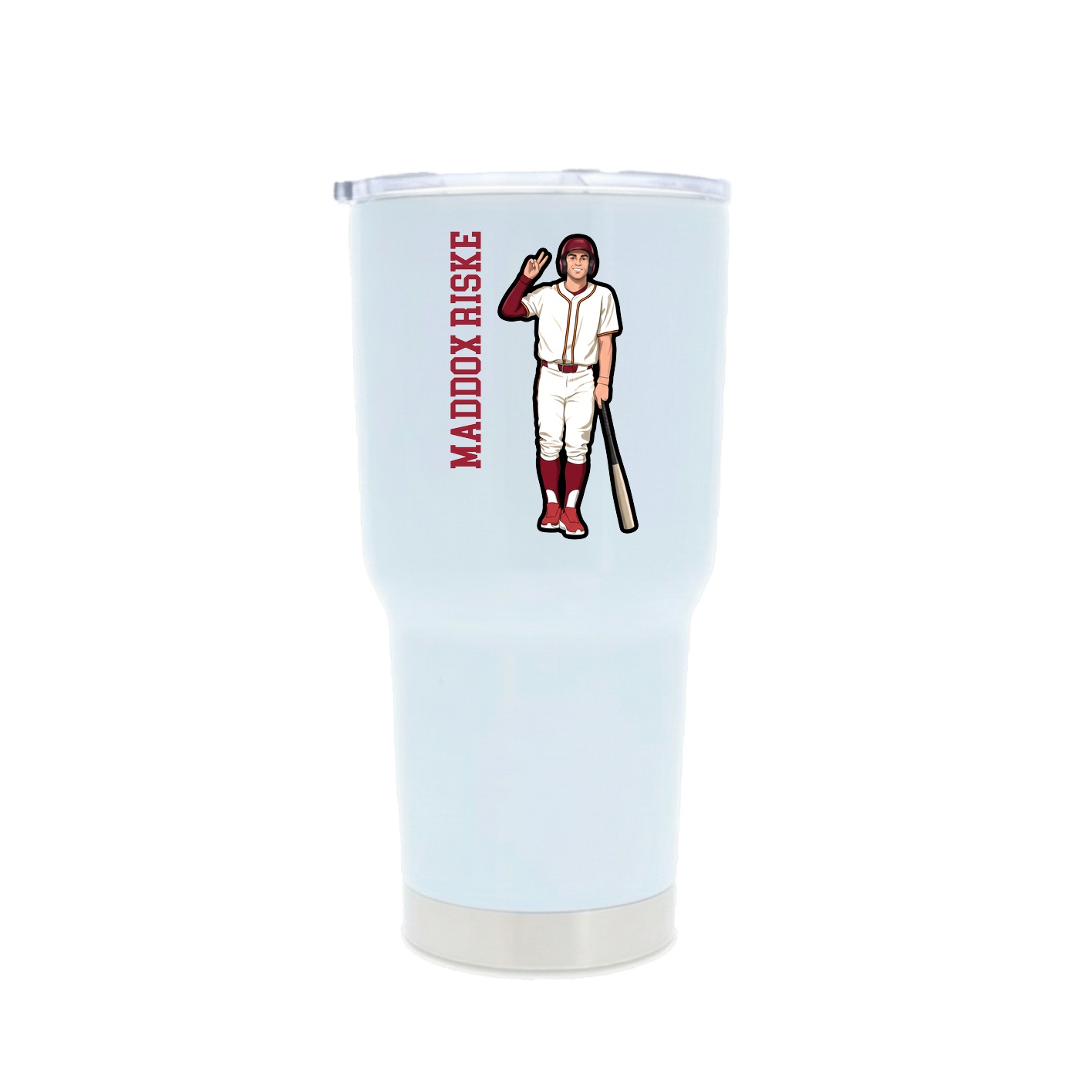 30oz Stainless Steel Tumbler — Name Vertical in White