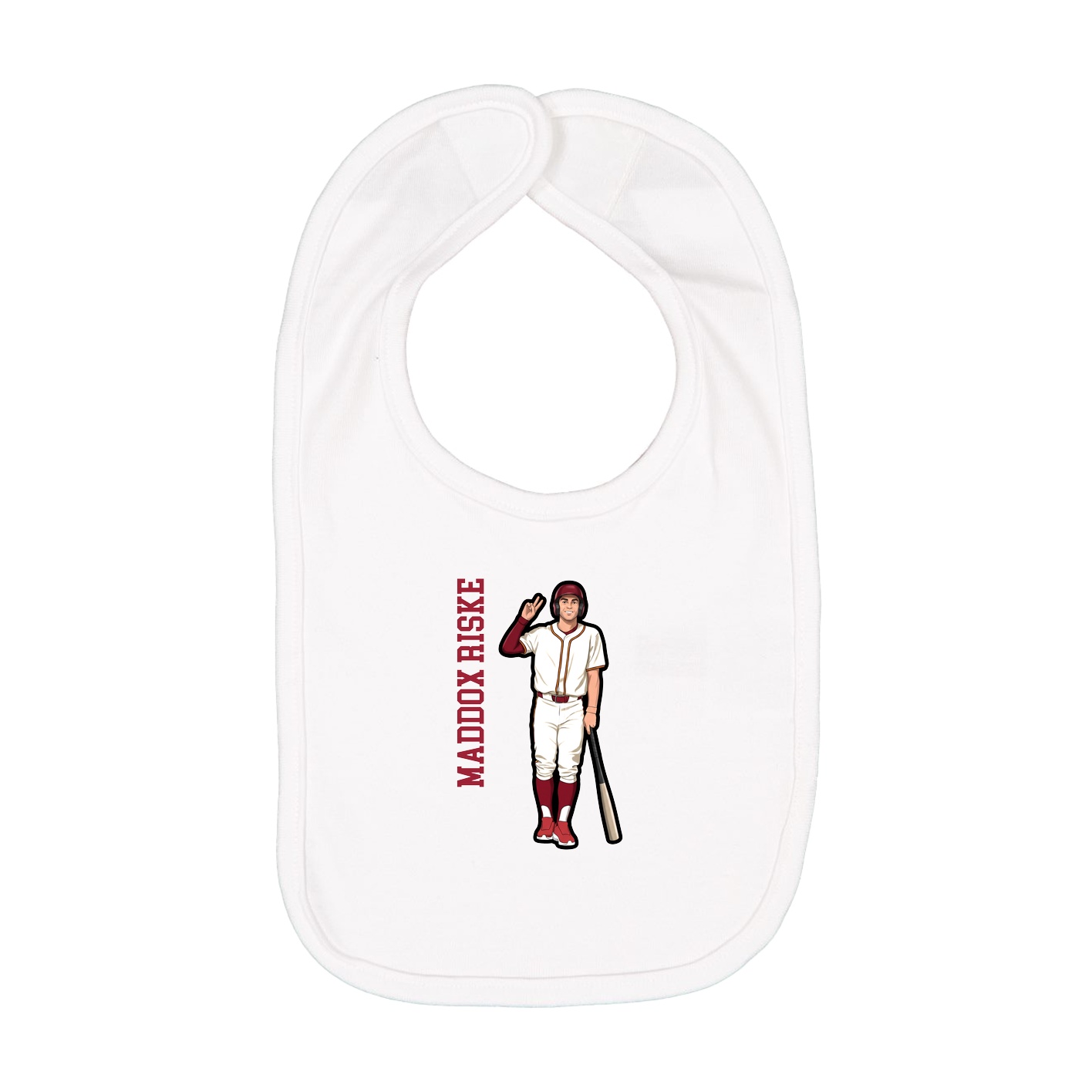 Infant Bib — Name Vertical in White