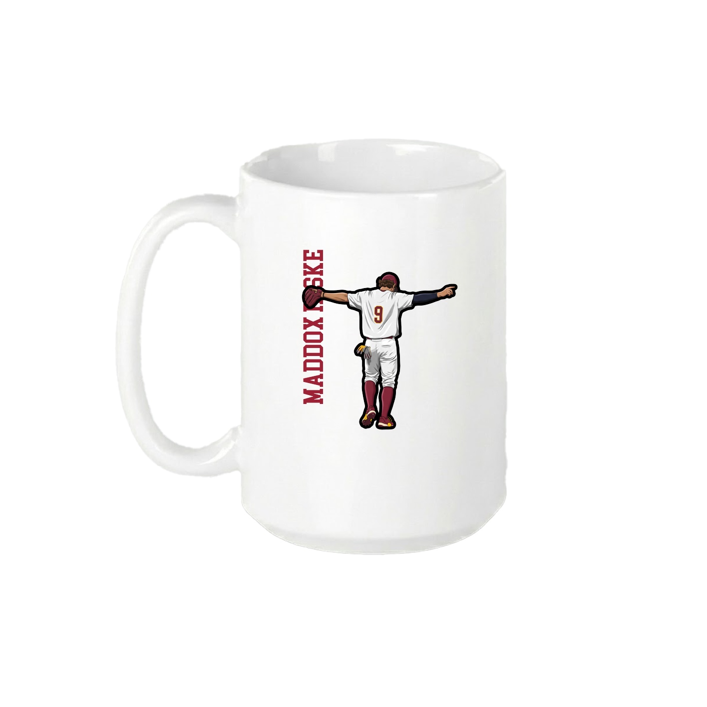 15oz Coffee Mug — Name Vertical in White