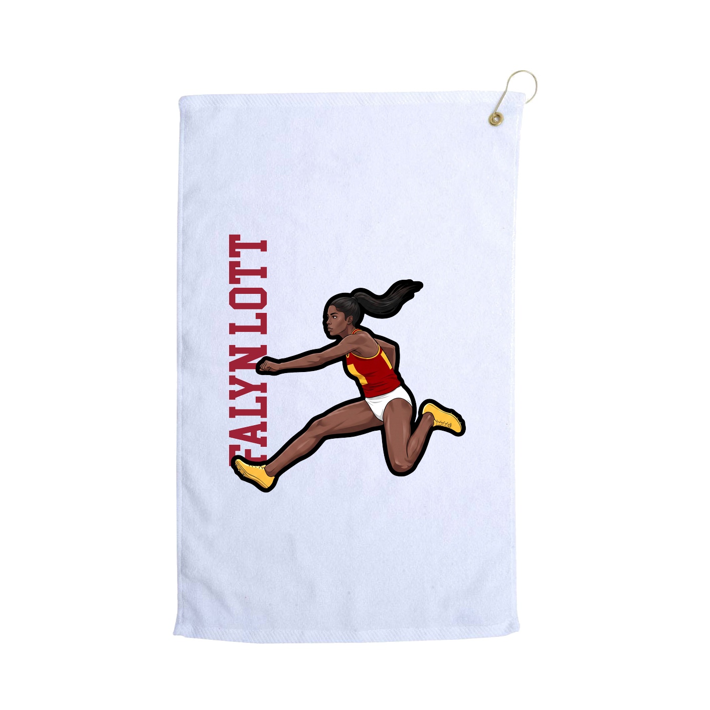 Golf Towel — Name Vertical in White