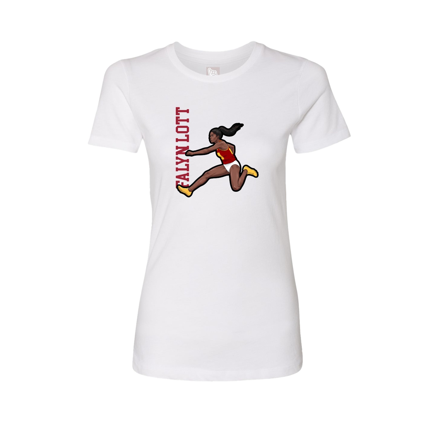 Womens Tee — Name Vertical in White