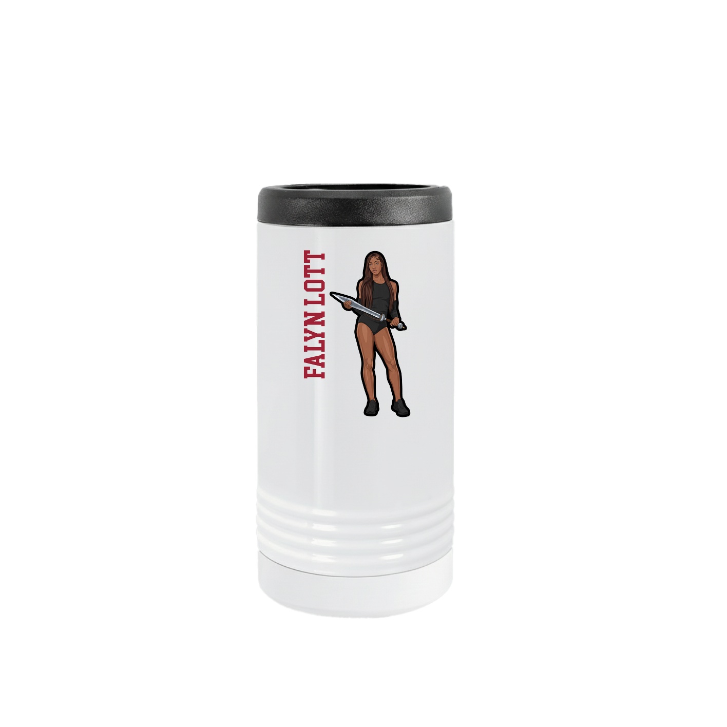 Slim Beverage Holder — Name Vertical in White