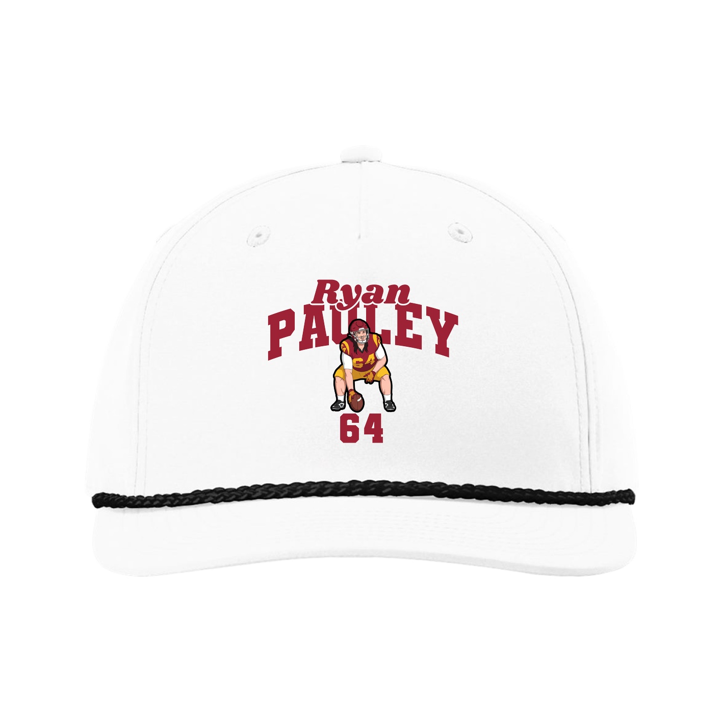 Five-Panel Classic Rope Cap — Signature Arch in White