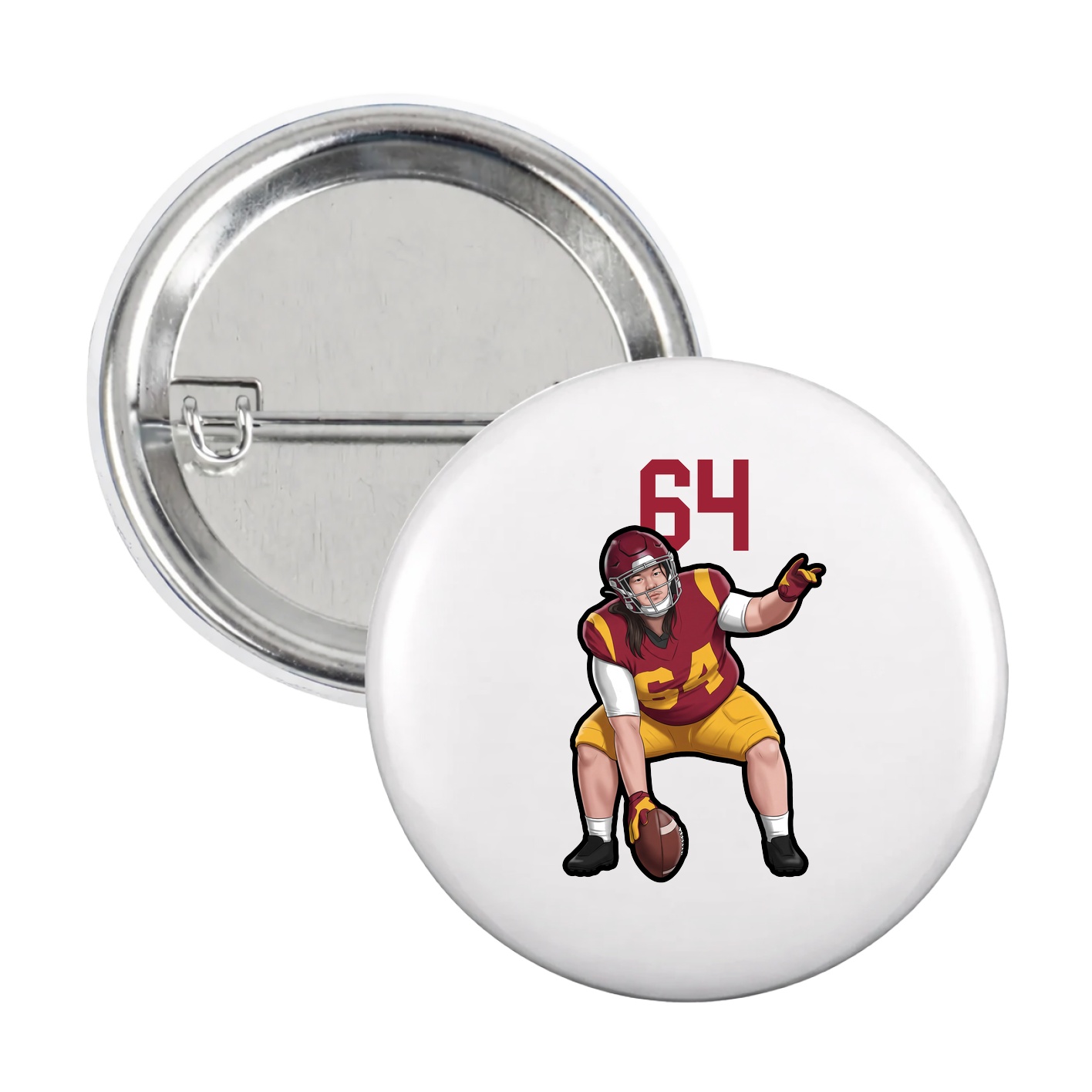 Game Day Button — Number Top in White