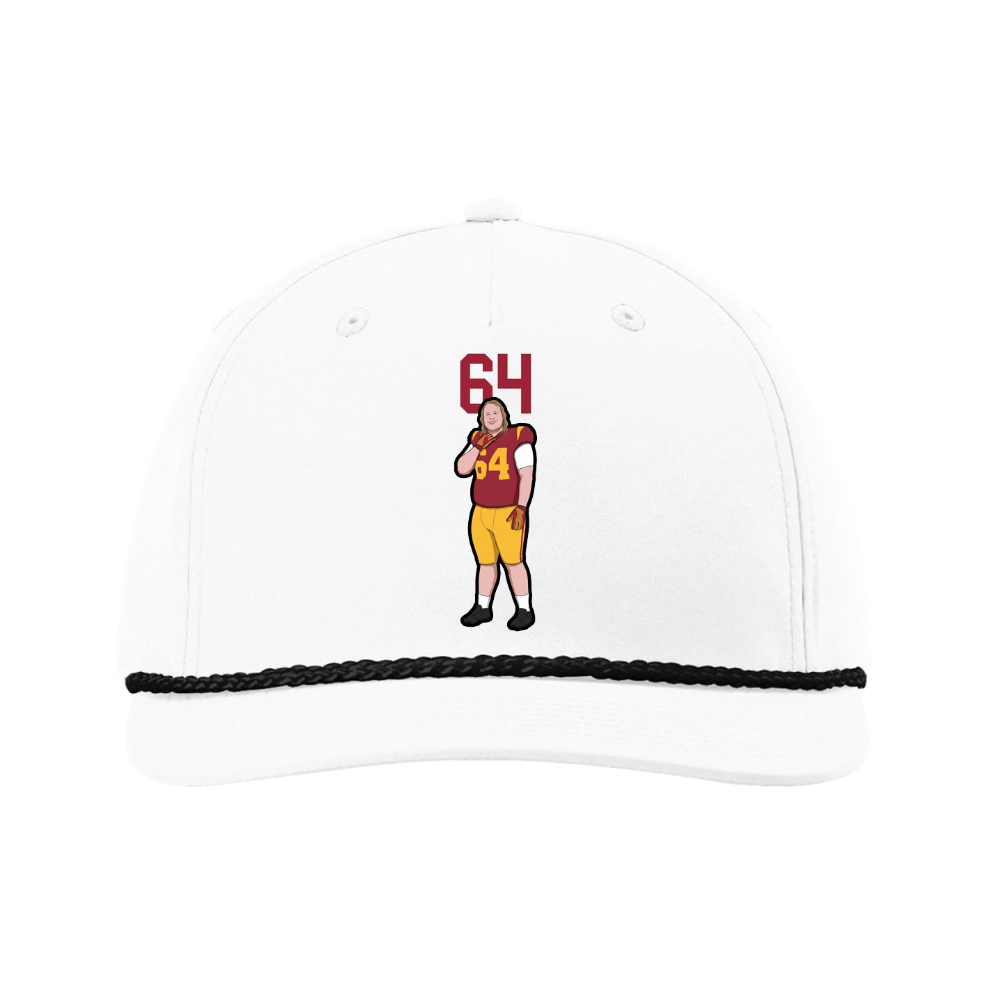 Five-Panel Classic Rope Cap — Number Top in White