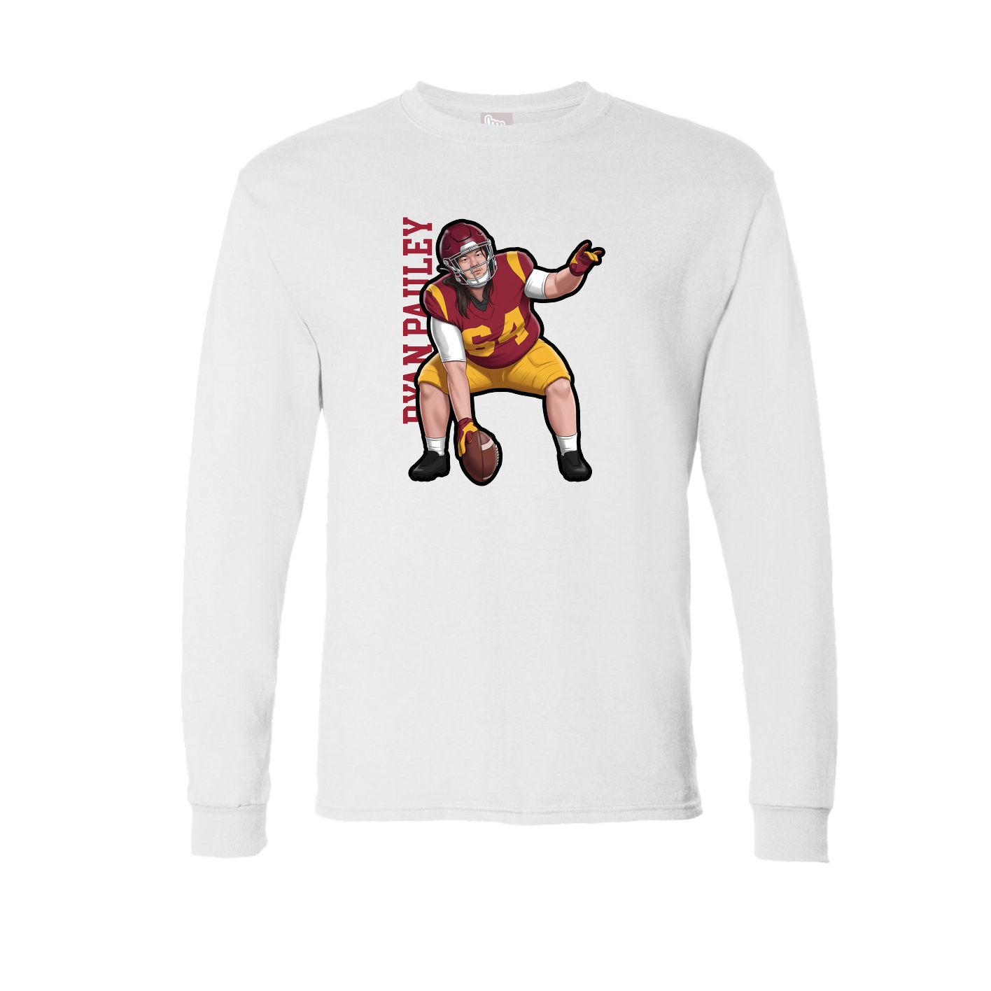 Long Sleeve Tee — Name Vertical in White