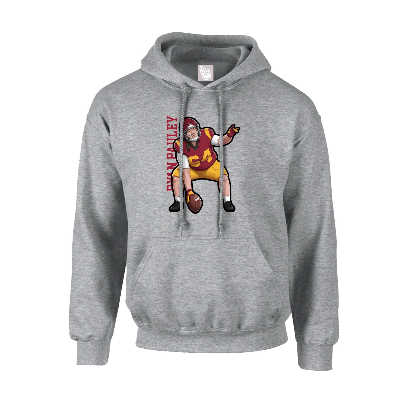 Hoodie — Name Vertical in Grey