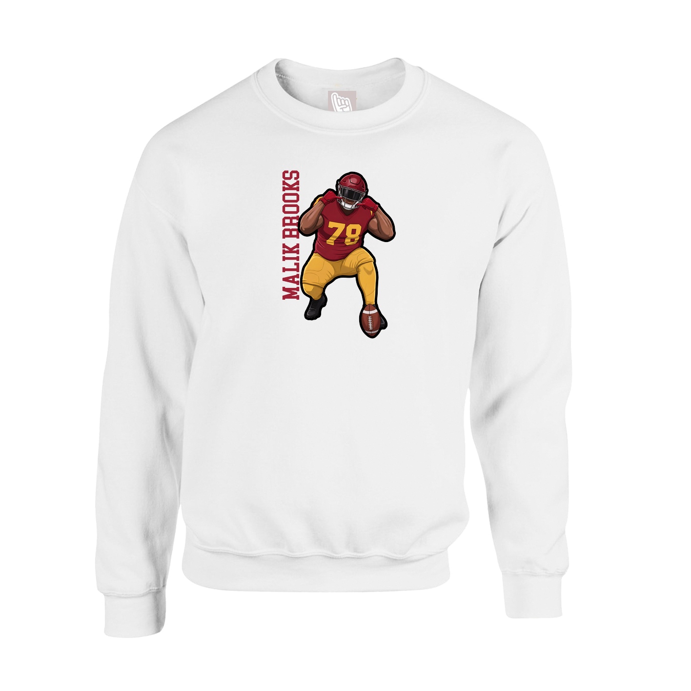 Fleece Crew — Name Vertical in White