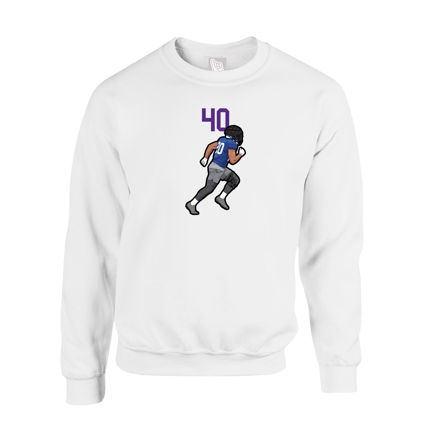 Fleece Crew — Number Top in White