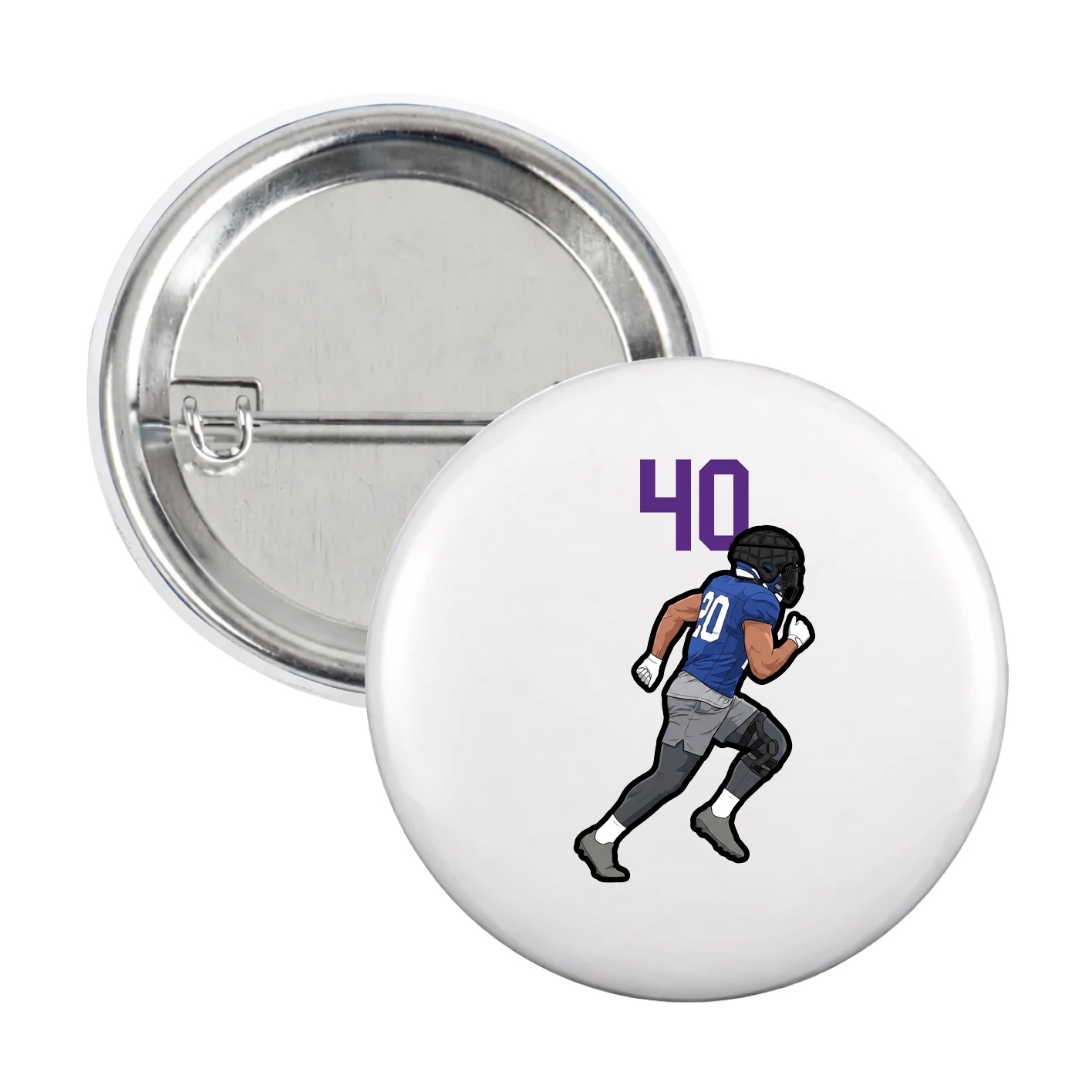 Game Day Button — Number Top in White