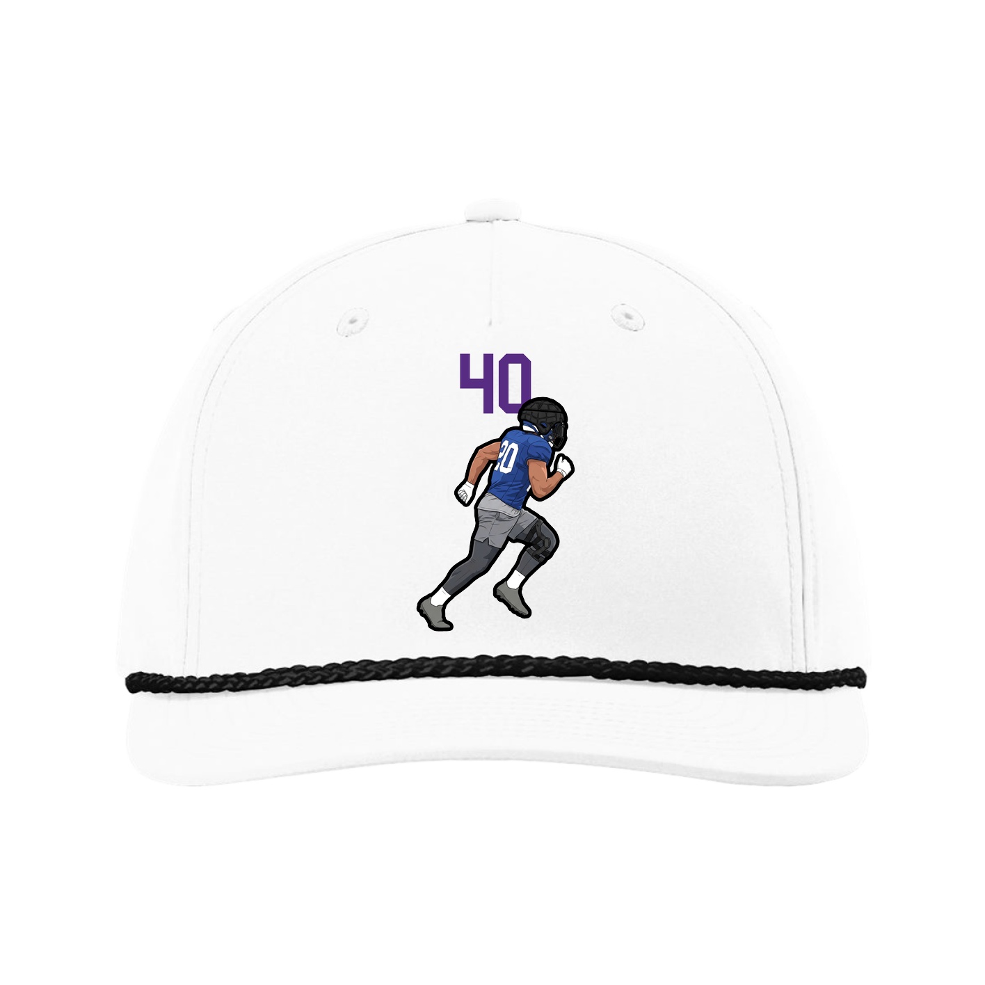 Five-Panel Classic Rope Cap — Number Top in White