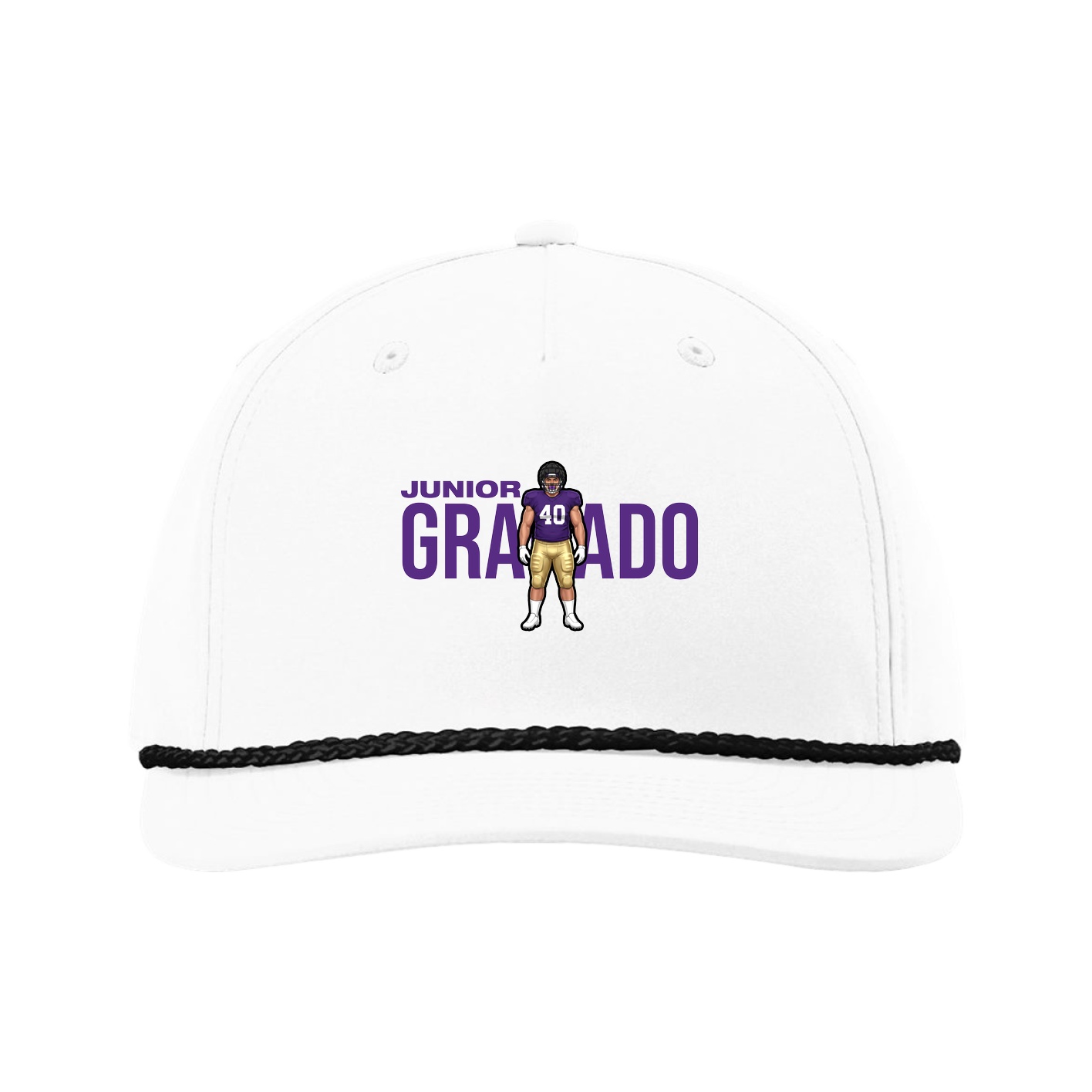 Five-Panel Classic Rope Cap — Player Name in White