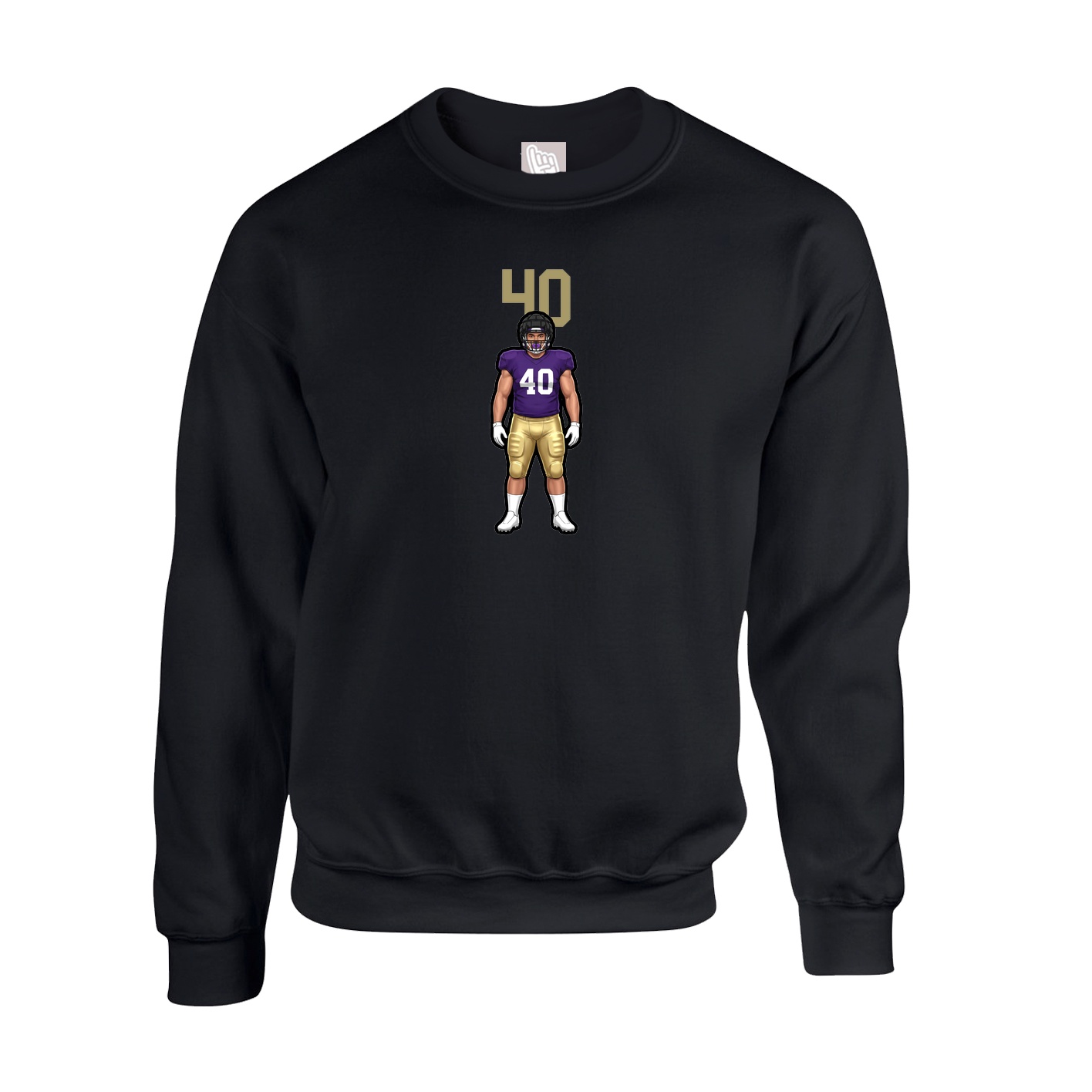 Fleece Crew — Number Top in Black