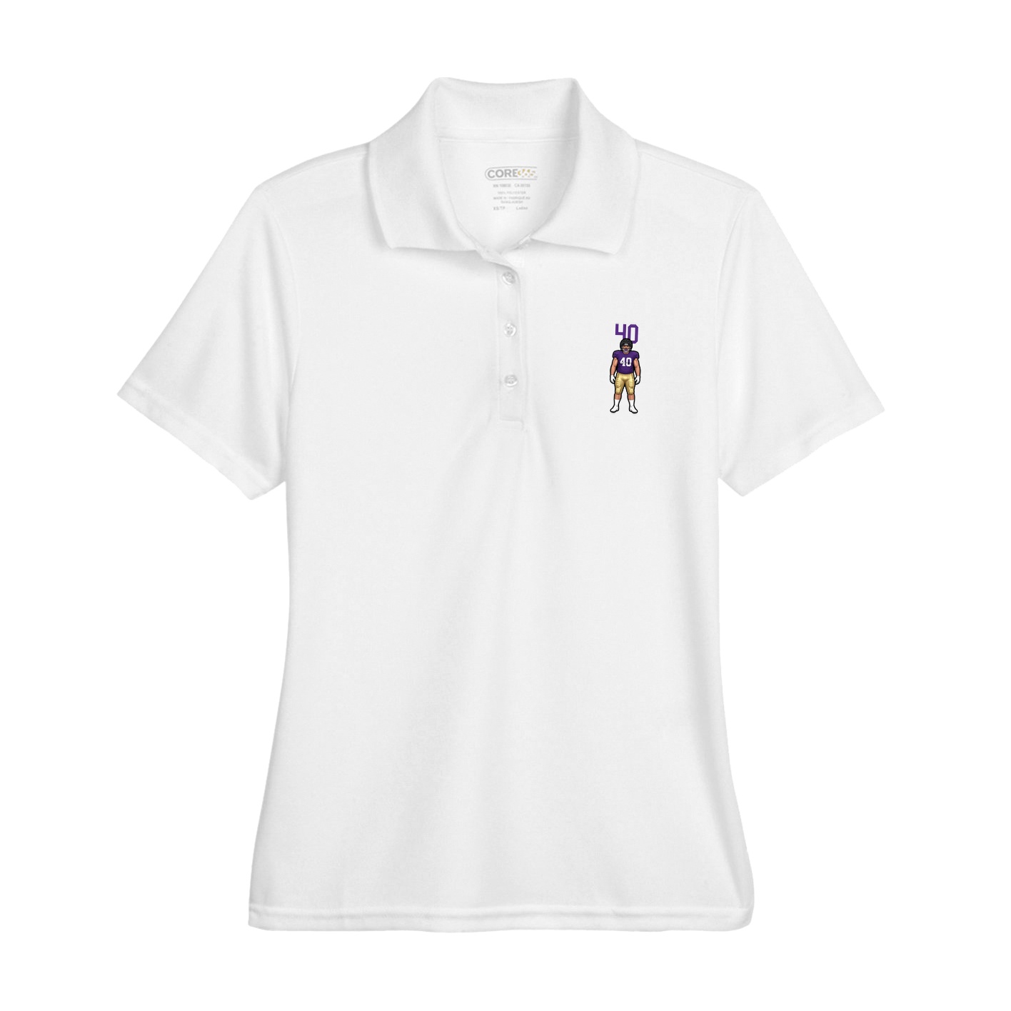 Womens Performance Polo — Number Top in White